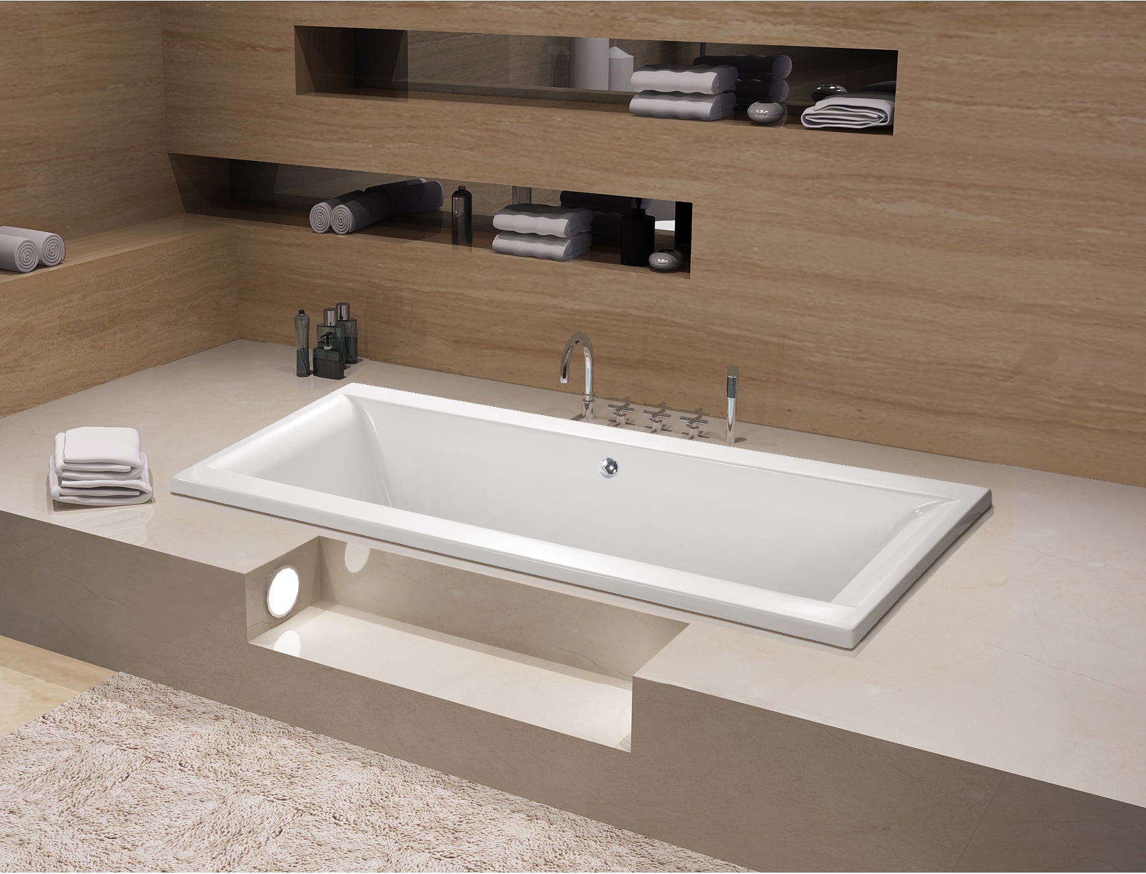 Aqua Eden XVTPN672817C 67" Acrylic Rectangular Drop-In Tub with Center Drain, Glossy White