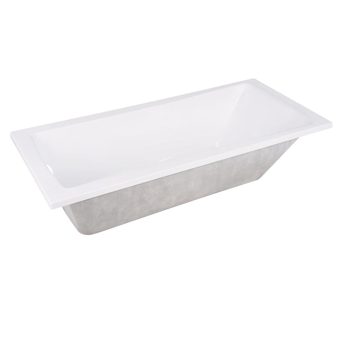 Aqua Eden VTPN593017 59" Acrylic Rectangular Drop-In Tub with Reversible Drain, Glossy White