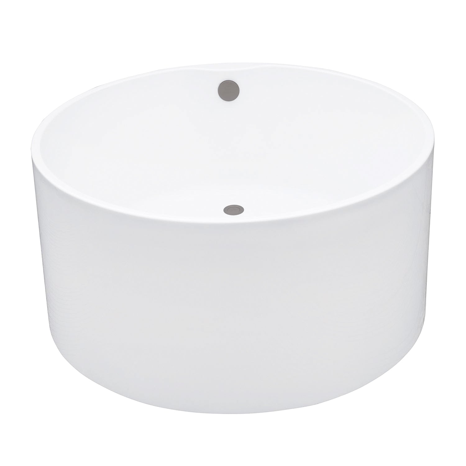 Kingston Brass VTRO454523M8 45" Acrylic Round Double Ended Freestanding Tub with Overflow/Drain Assembly, Glossy White/Brushed Nickel
