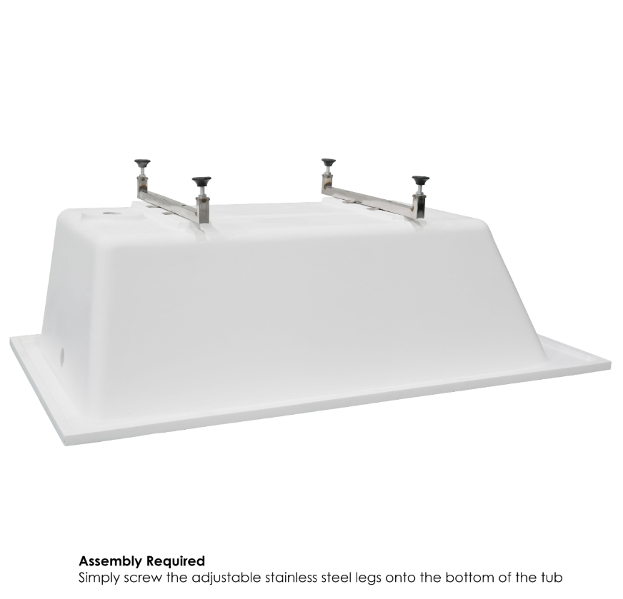ALFI AB9933S White Resin Solid Surface 59" Rectangular Drop In Bathtub