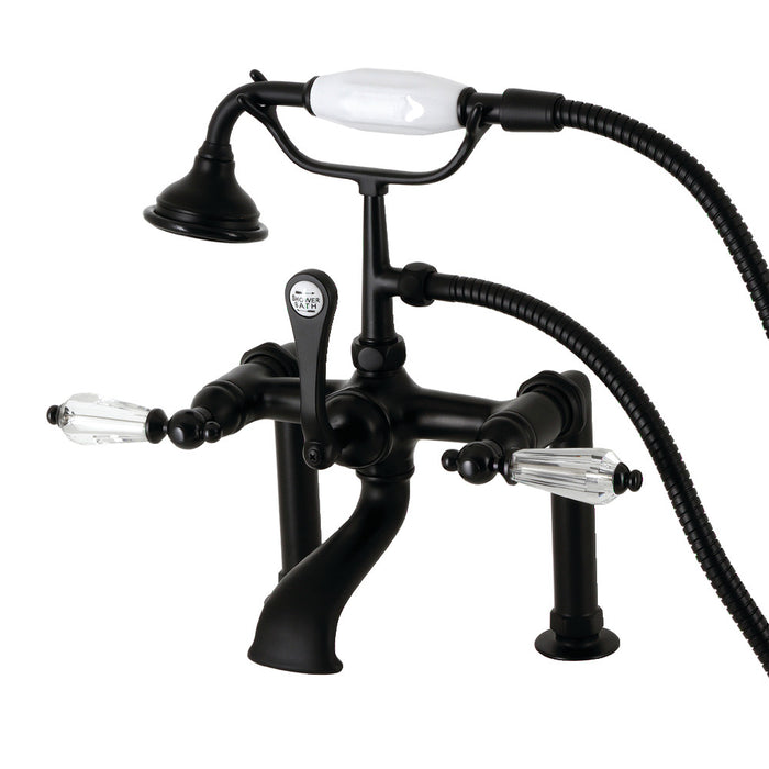 Aqua Vintage AE103T0WLL Wilshire 7" Center Deck-Mount Clawfoot Tub Faucet with Hand Shower, Matte Black