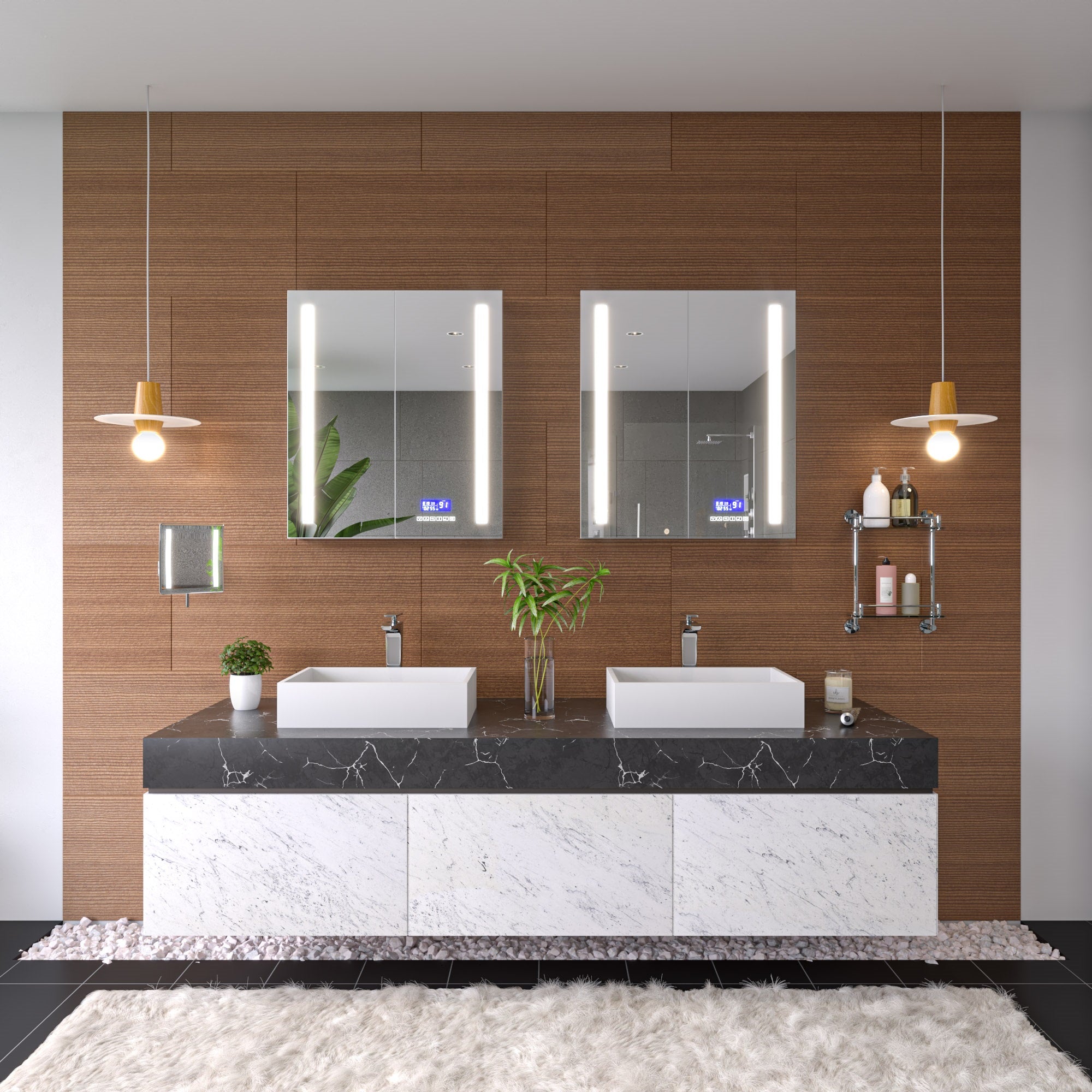 ALFI AB9549 Polished Chrome Wall Mounted Double Glass Shower Shelf Bathroom Accessory
