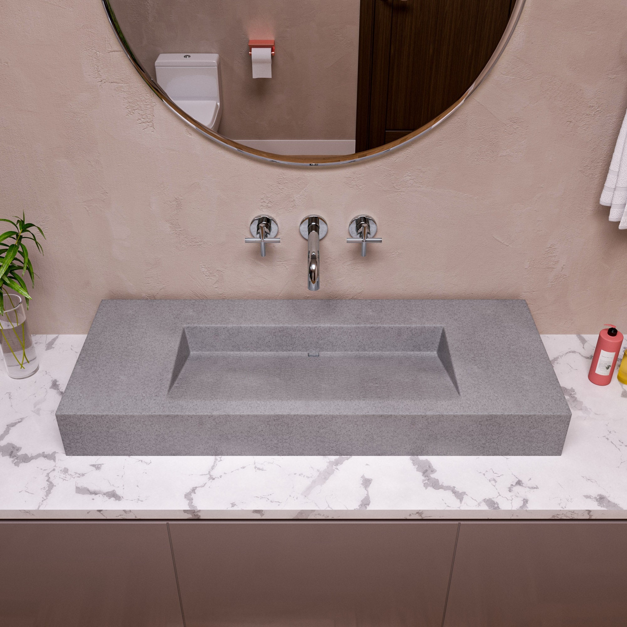ALFI ABCO48R 48" Solid Concrete Rectangular Countertop Sink