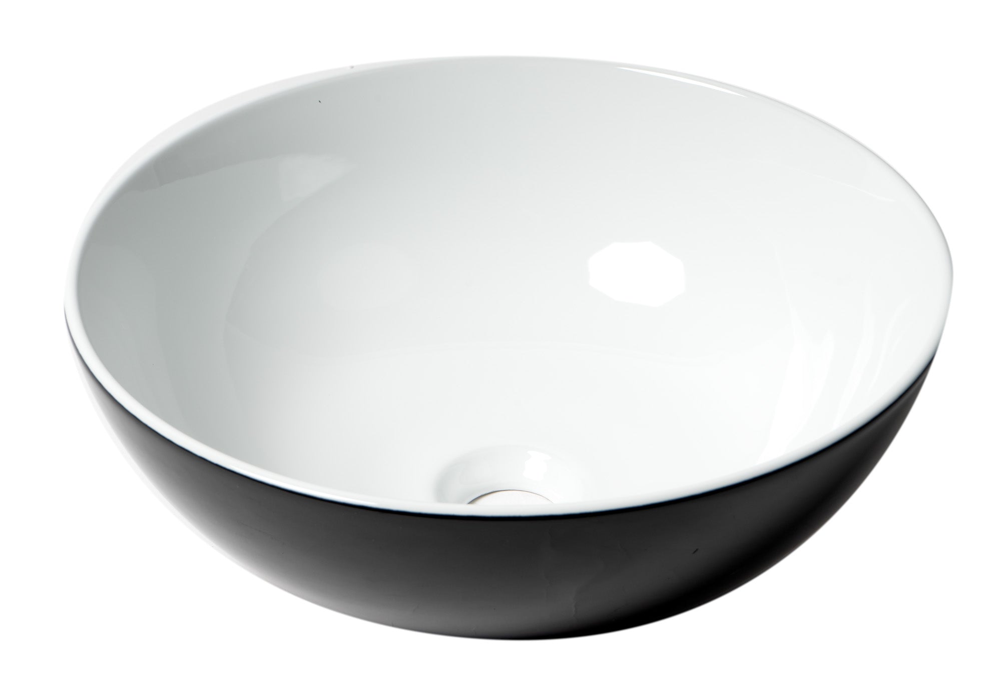 ALFI ABC906 Black & White 15" Round Vessel Above Mount Ceramic Sink