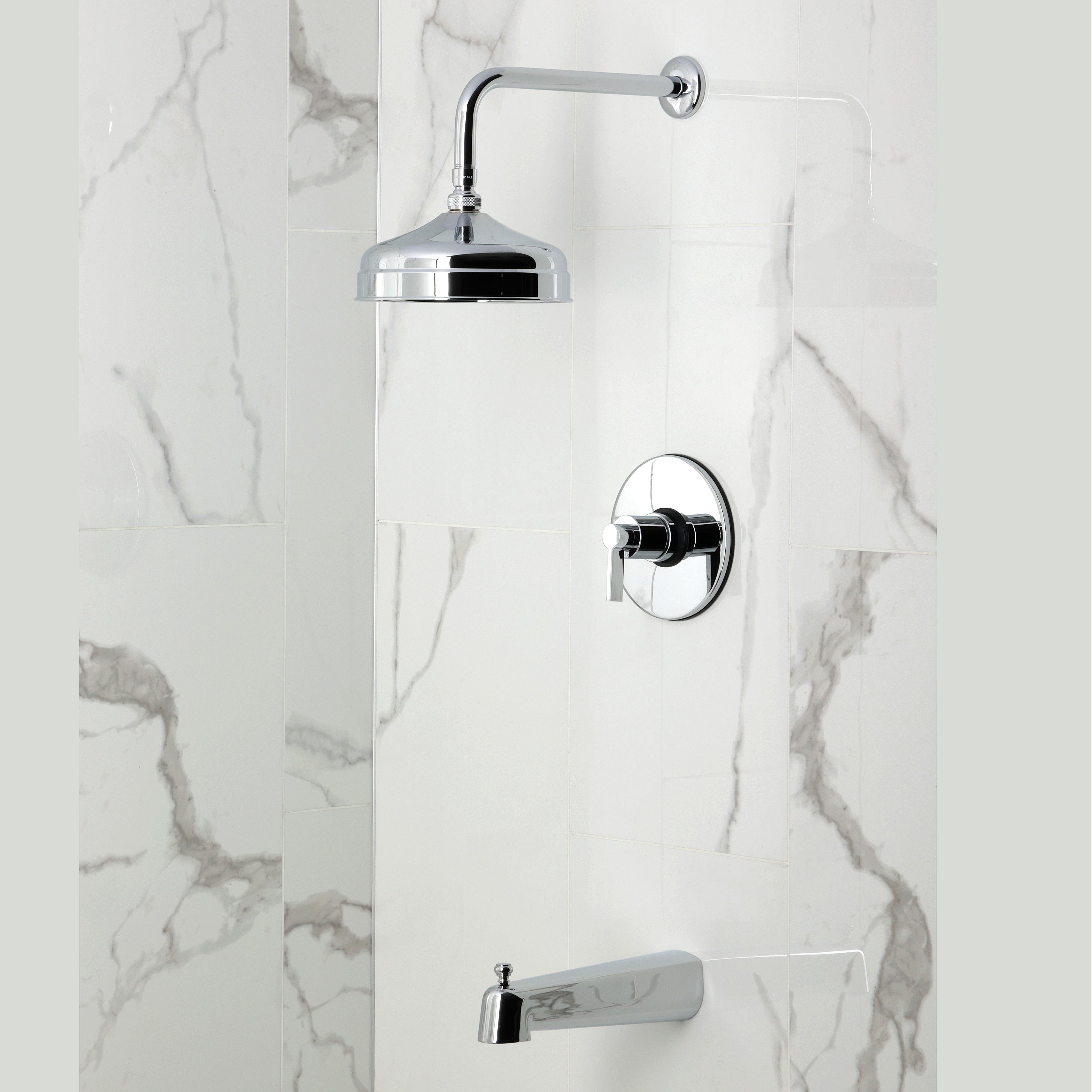Kingston Brass KB6331NDL NuvoFusion Single-Handle Pressure Balanced Tub and Shower Faucet, Polished Chrome