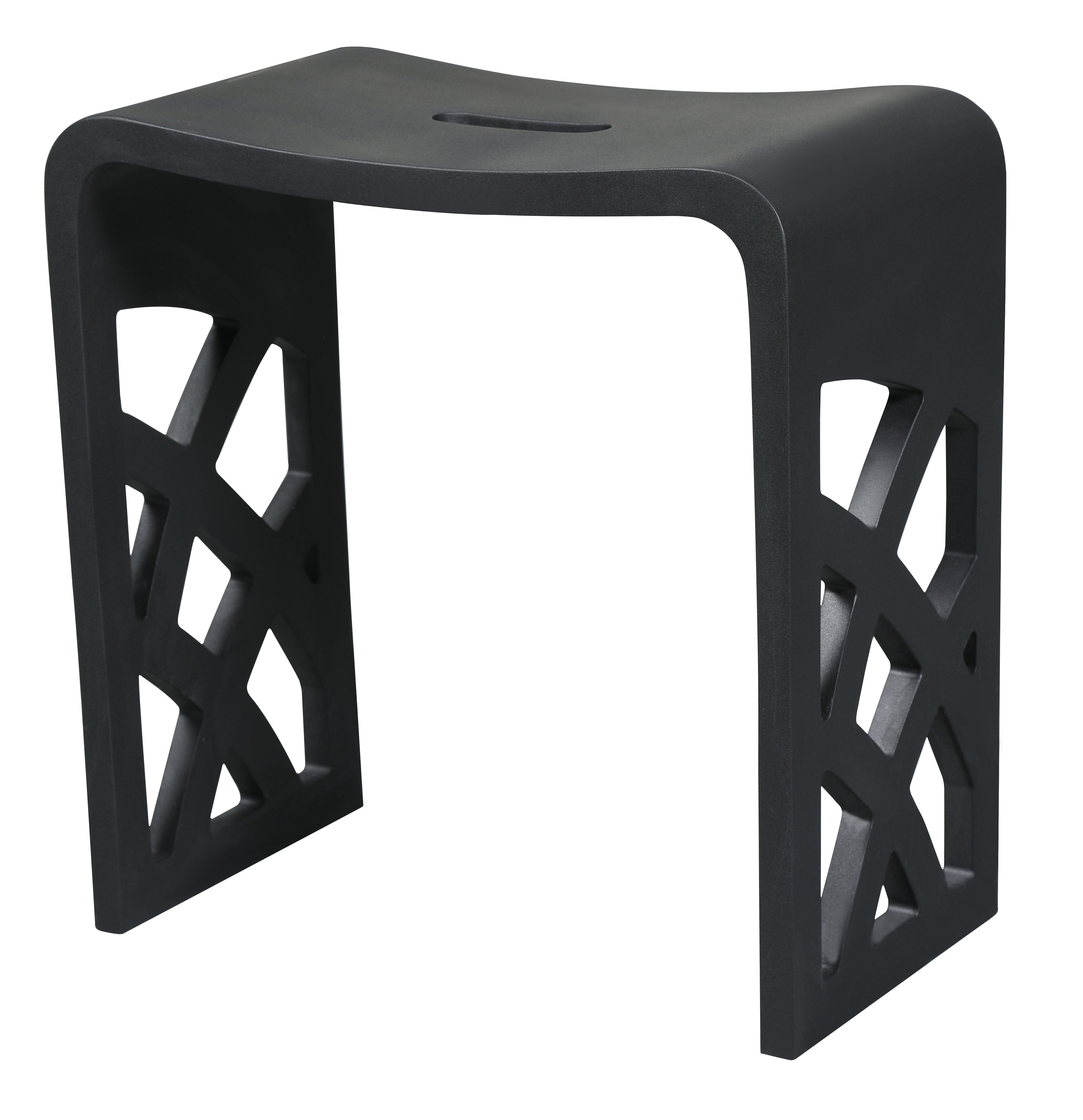 ALFI ABST88BM Black Matte Solid Surface Resin Bathroom / Shower Stool
