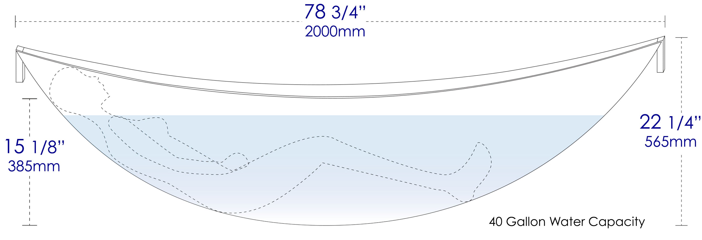 ALFI HammockTub1-WM White Matte 79" Acrylic Suspended Wall Mounted Hammock Bathtub