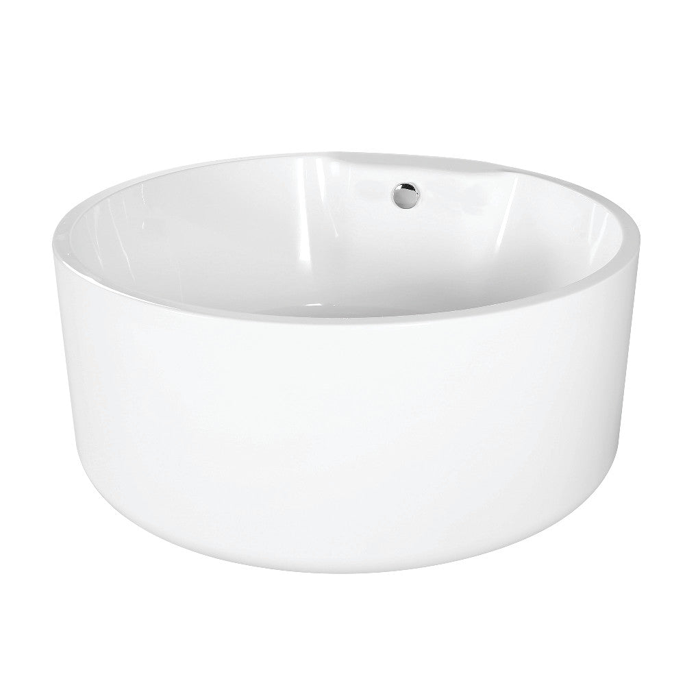 Kingston Brass VTRO535323 53" Acrylic Round Double Ended Freestanding Tub with Drain, Glossy White
