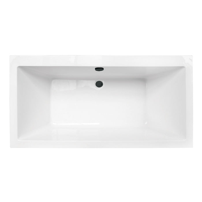 Kingston Brass VTSQ663422M0 66" Acrylic Rectangular Double Ended Freestanding Tub with Overflow/Drain Assembly, Glossy White/Matte Black