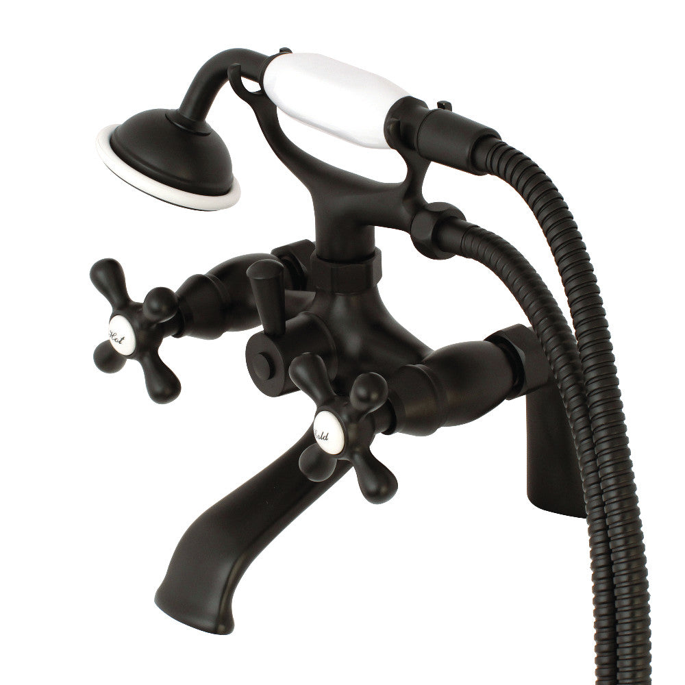 Kingston Brass KS267ORB Kingston 6" Center Deck-Mount Clawfoot Tub Faucet with Hand Shower, Oil Rubbed Bronze