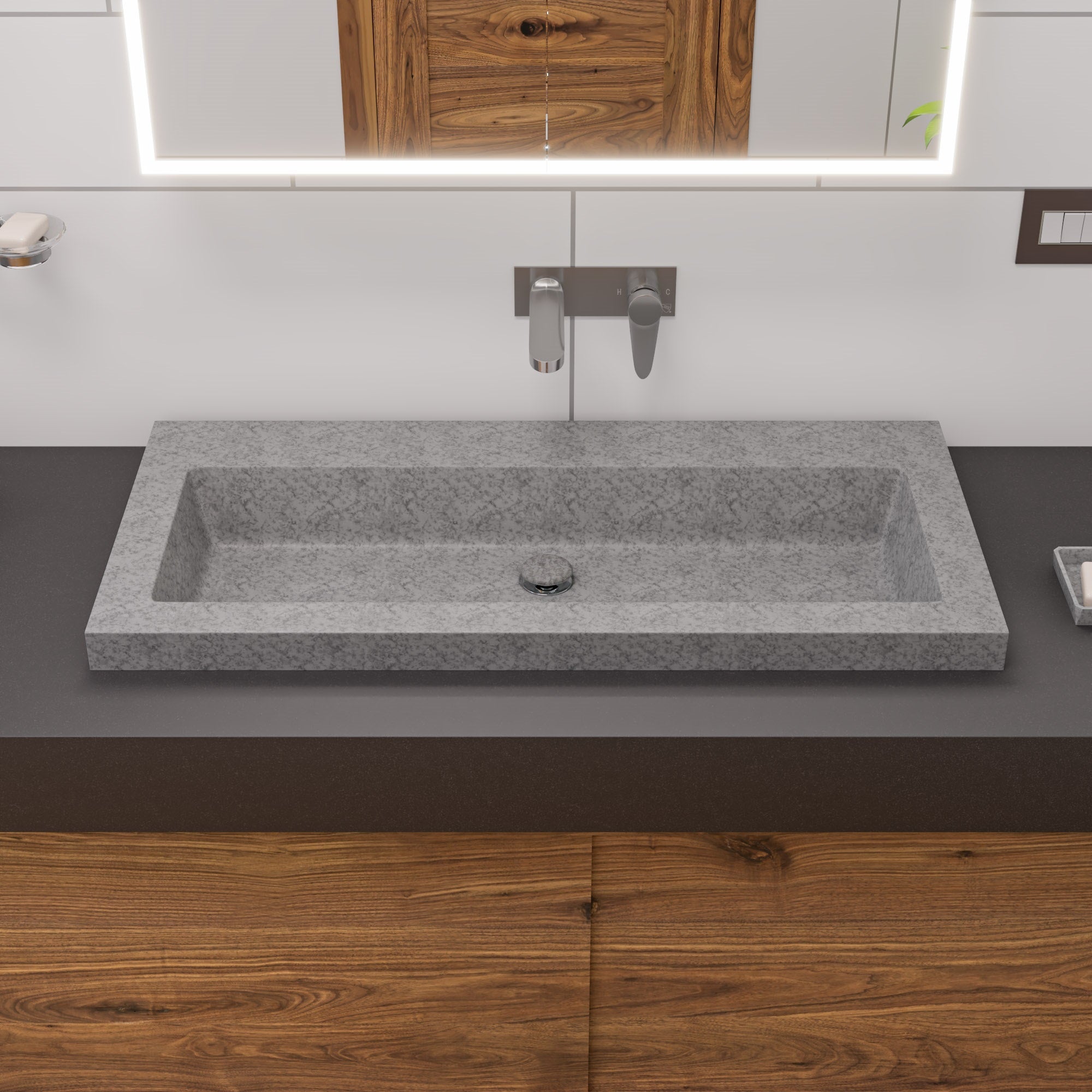 ALFI ABCO40TR 40" Solid Concrete Gray Matte Trough Sink for the Bathroom