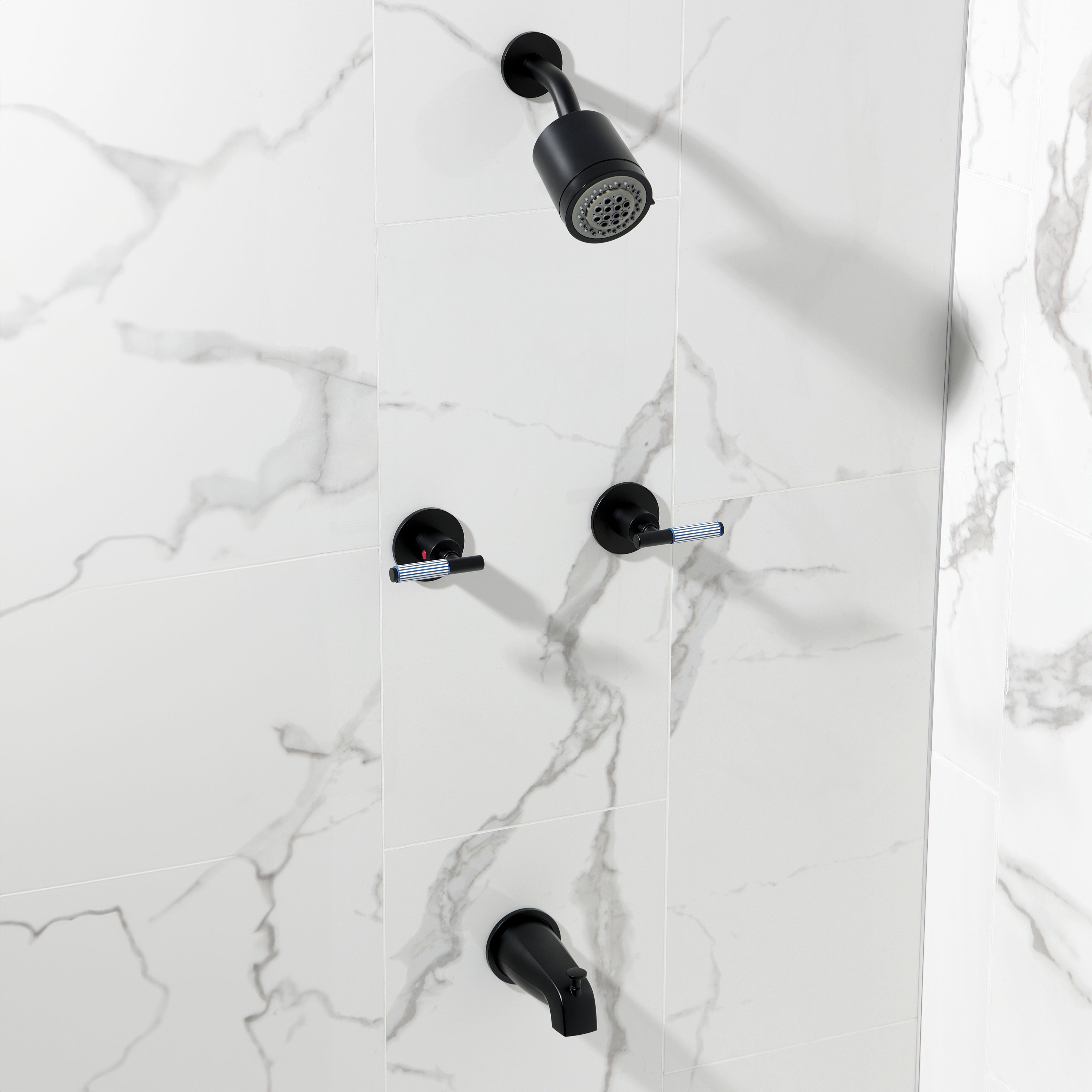 Kingston Brass KBX8140KPS Verona Double-Handle Tub and Shower Faucet, Matte Black