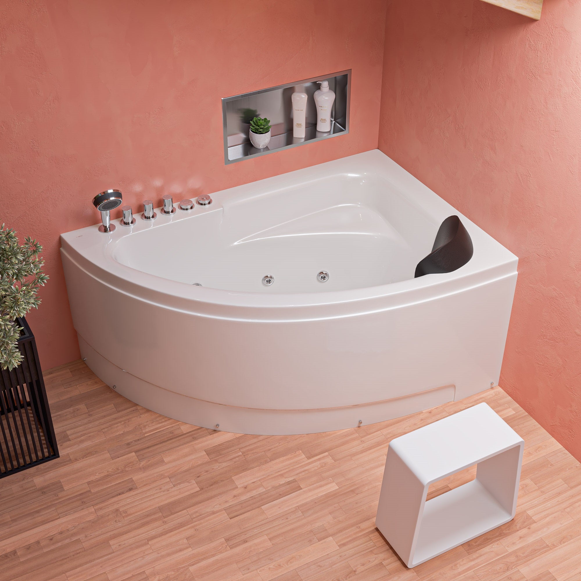ALFI ABST55 White Matte Solid Surface Resin Bathroom / Shower Stool