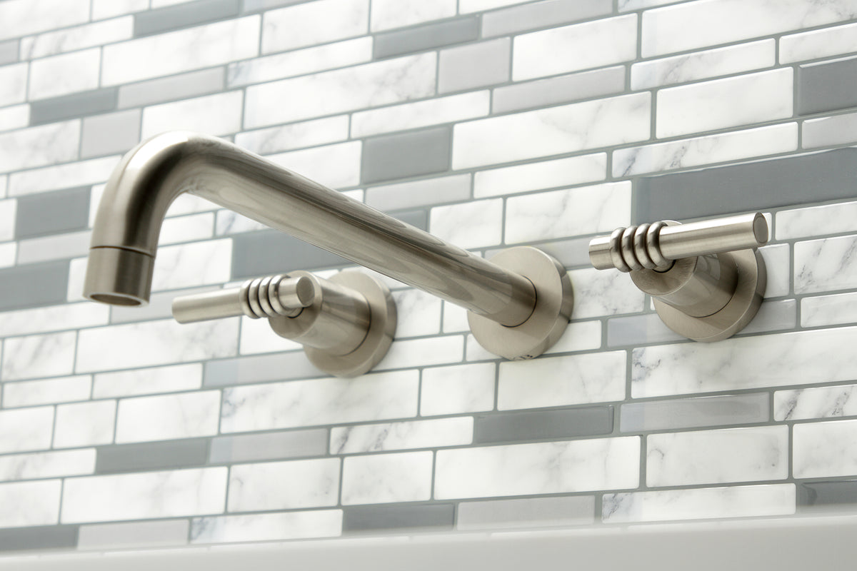 Kingston Brass KS8058ML Milano Two-Handle Wall Mount Roman Tub Faucet, Brushed Nickel