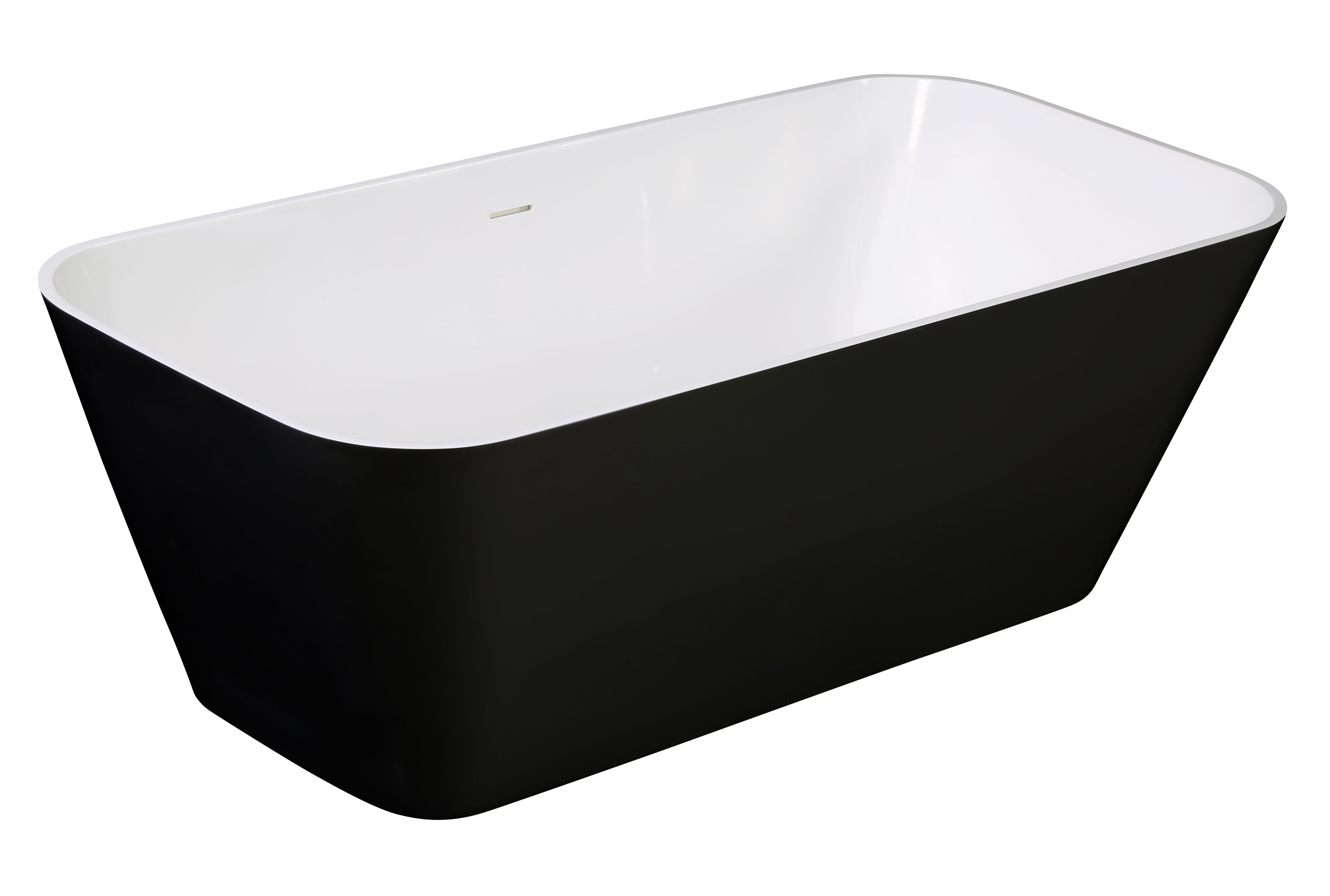 ALFI AB9952BM 67" Black & White Matte Rectangular Solid Surface Resin Soaking Bathtub