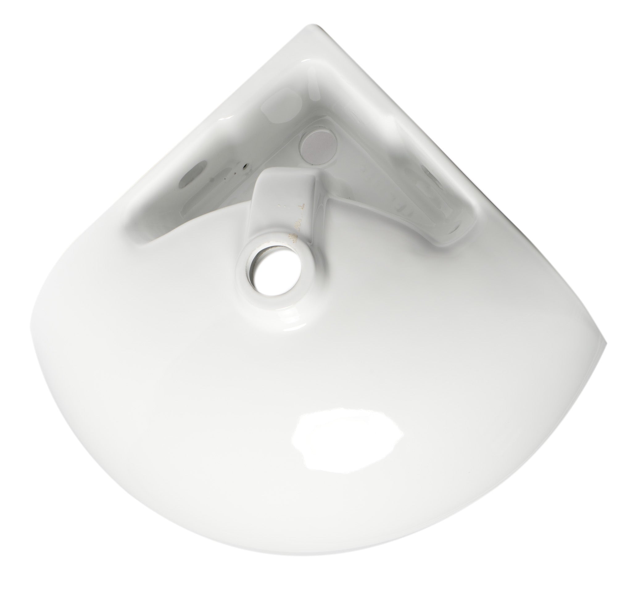 ALFI ABC120 White 22" Corner Wall Mounted Ceramic Sink with Faucet Hole