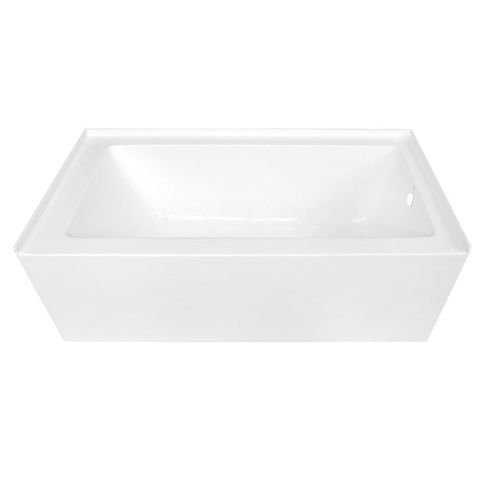 Aqua Eden VTDE603122R 60" Acrylic Rectangular 3-Wall Alcove Tub, Right Hand Drain, Glossy White
