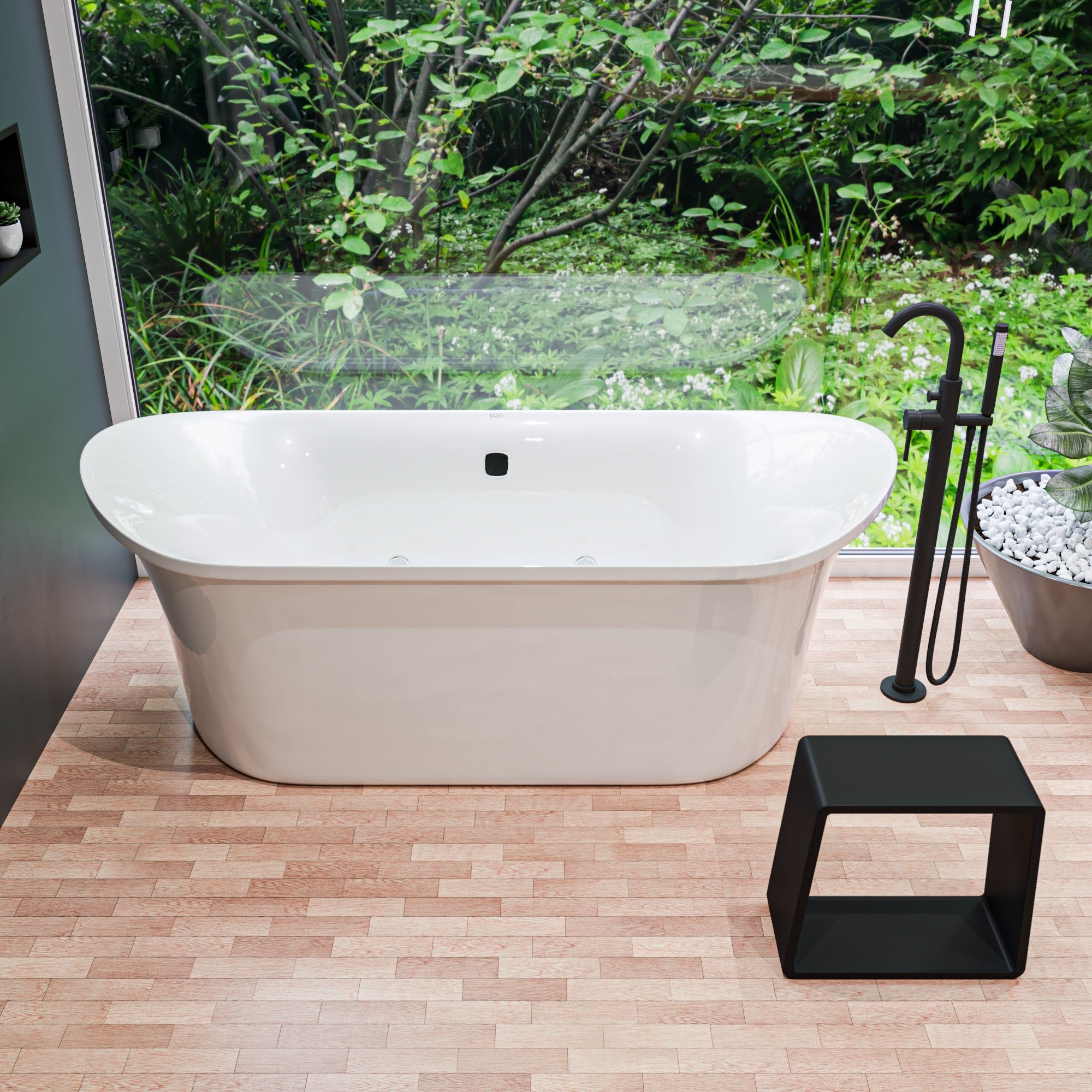 EAGO AM1900  74" White Free Standing Air Bubble Bathtub