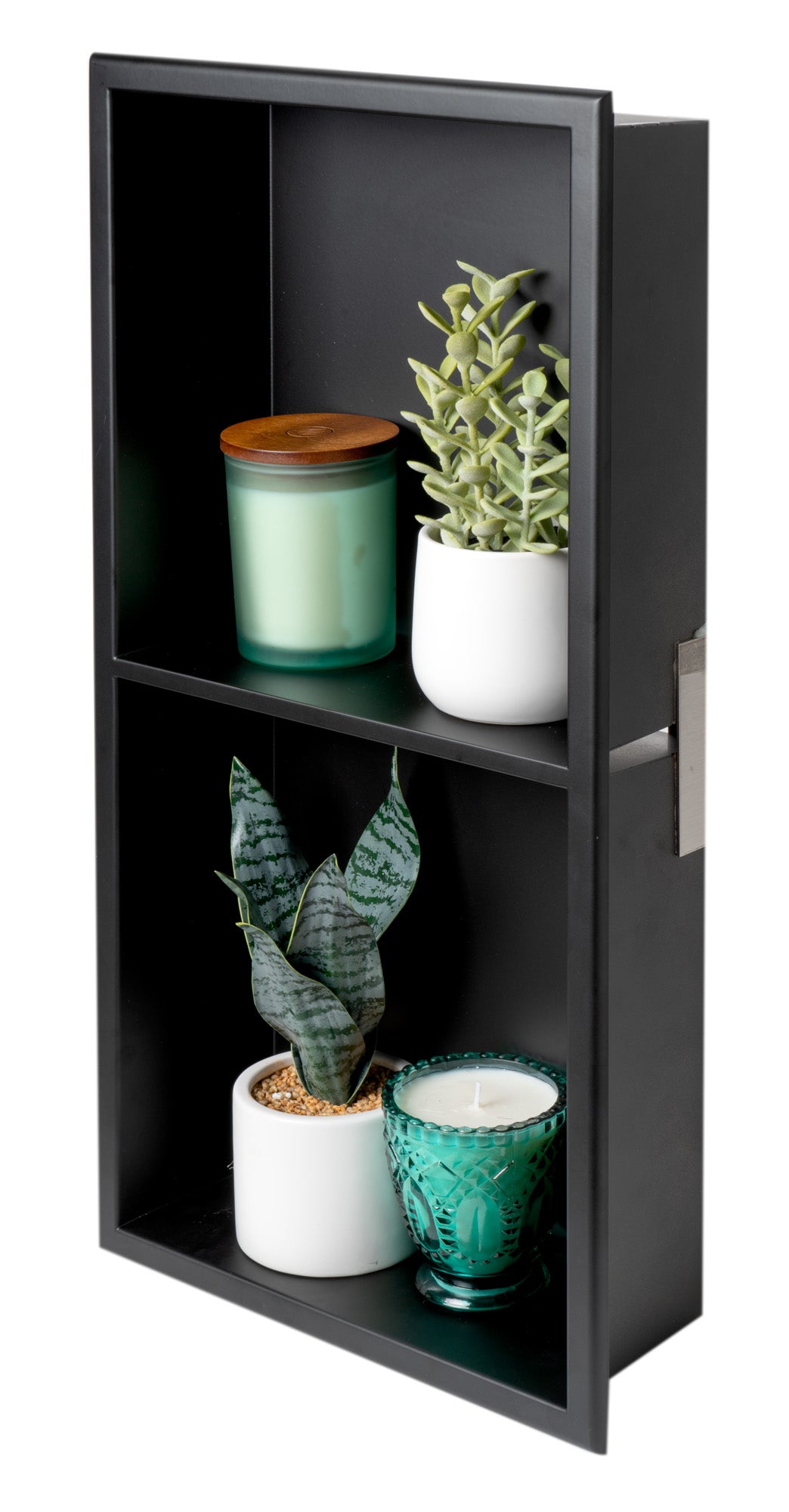 ALFI ABNC1224-BLA 12 x 24 Black Matte Stainless Steel Vertical Double Shelf Bath Shower Niche