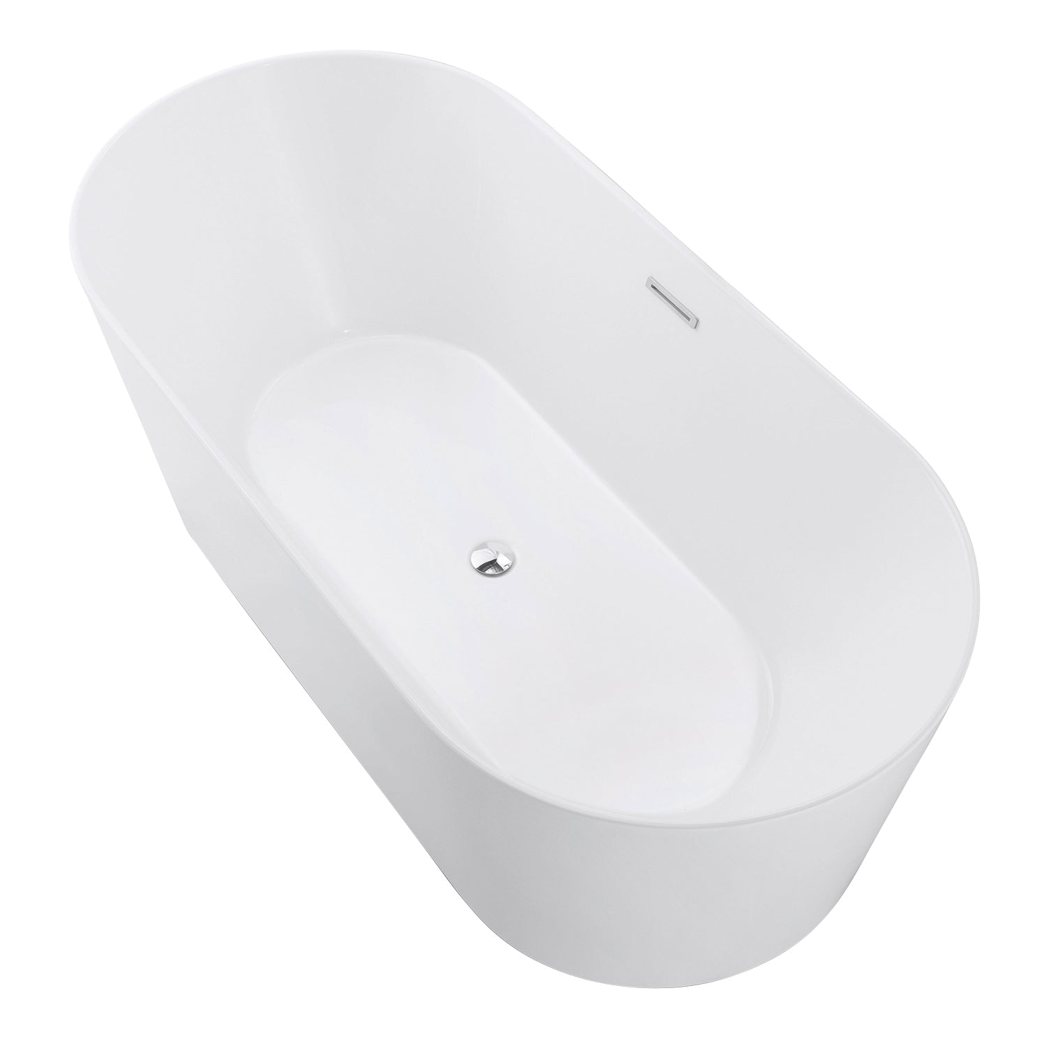 Kingston Brass VTOV673223 67" Acrylic Oval Double Ended Freestanding Tub with Drain, Glossy White