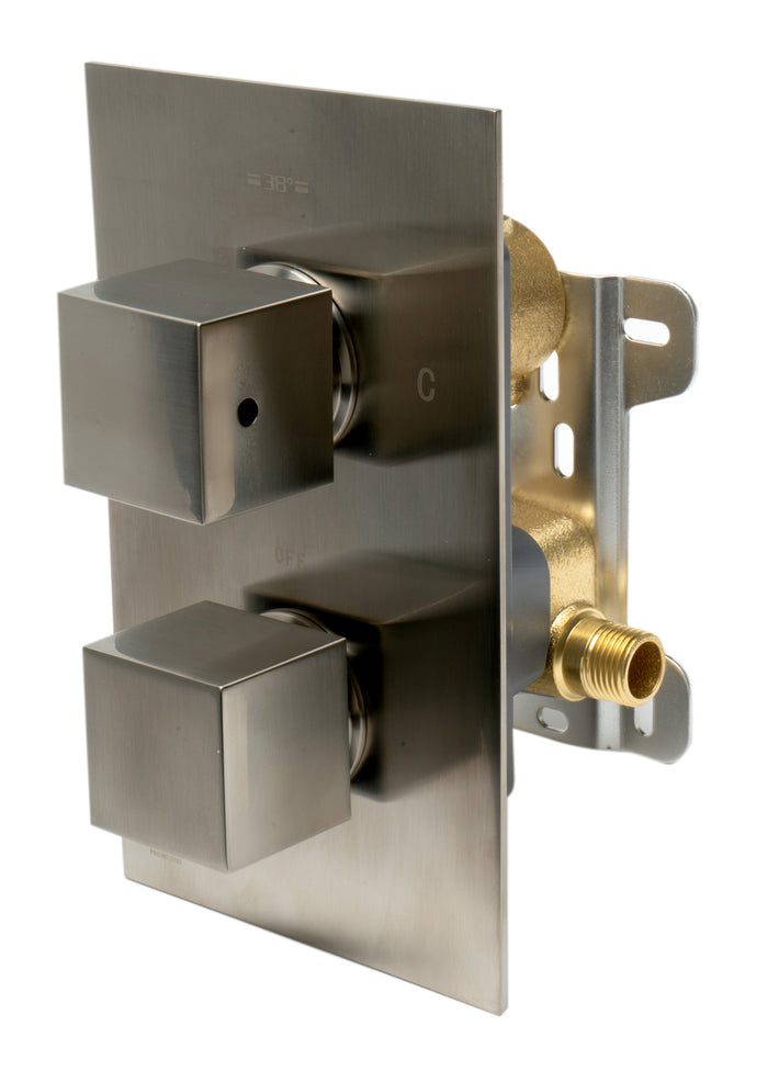ALFI AB2601-BN Brushed Nickel Square Knob 1 Way Thermostatic Shower Mixer
