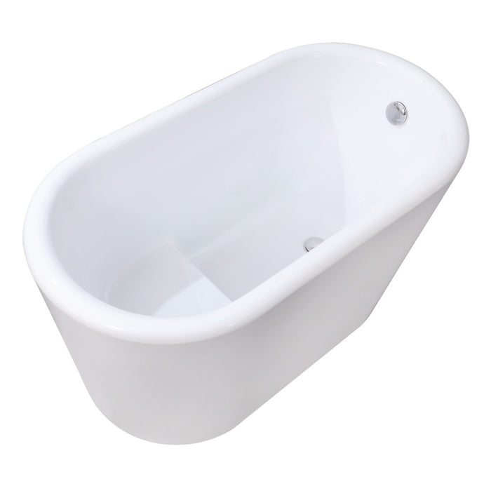 Kingston Brass VTDE512628BA 51" Acrylic Oval Double Ended Freestanding Tub with Drain and Integrated Seat, Glossy White