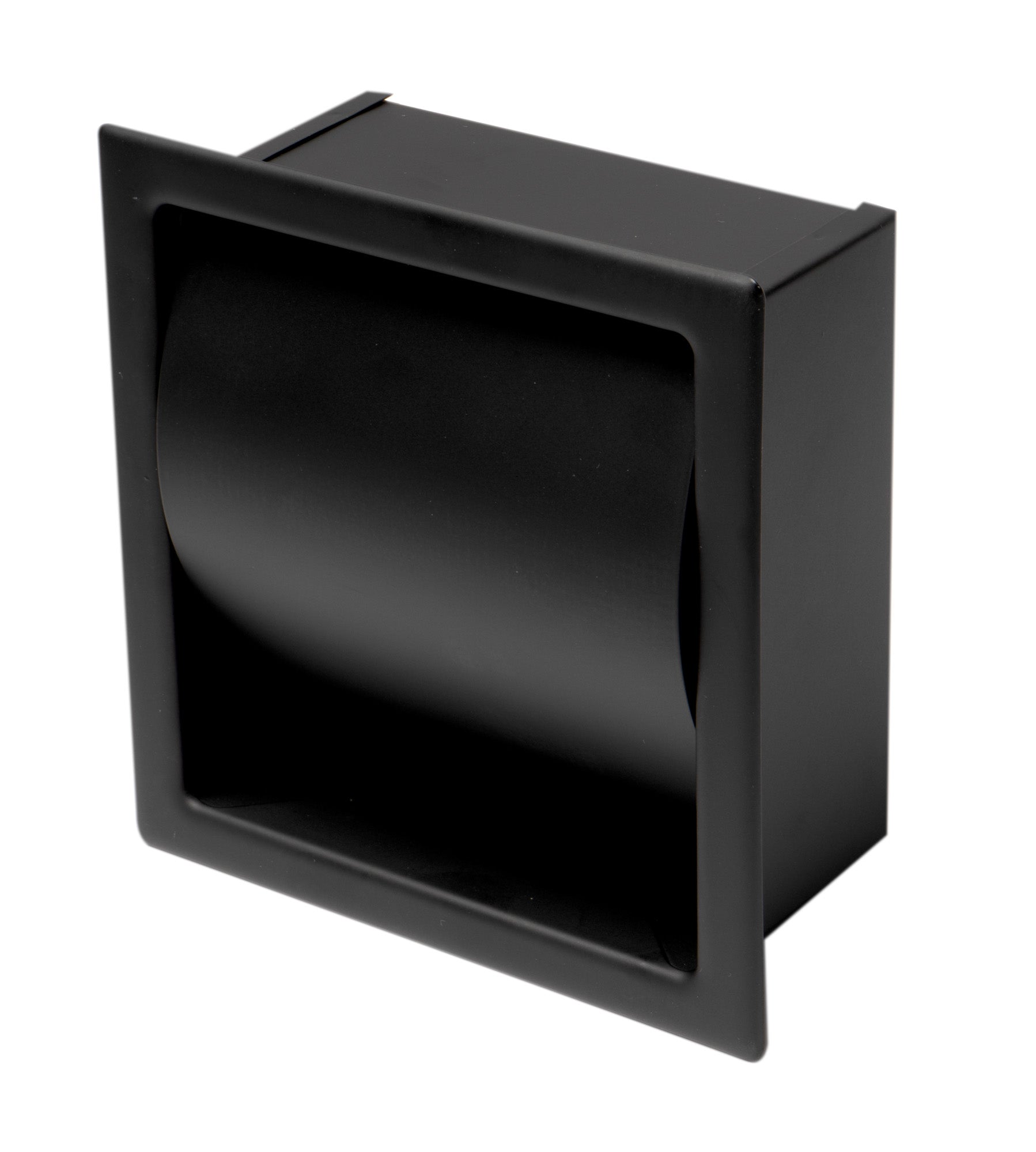 ALFI ABTPC77-BLA Black Matte Stainless Steel Recessed Toilet Paper Holder with Cover