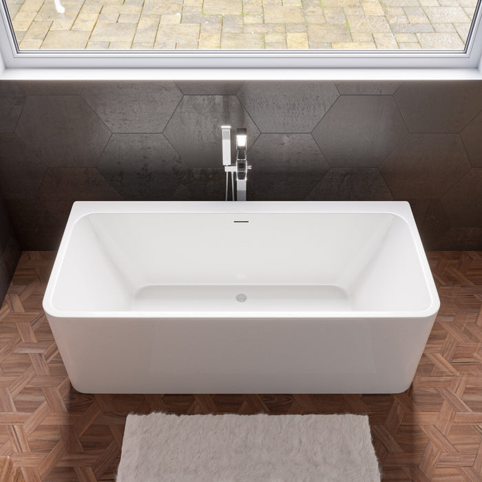 ALFI AB8859 67 inch White Rectangular Acrylic Free Standing Soaking Bathtub