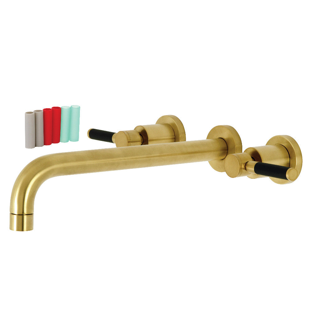 Kingston Brass KS8057DKL Kaiser Two-Handle Wall Mount Roman Tub Faucet, Brushed Brass