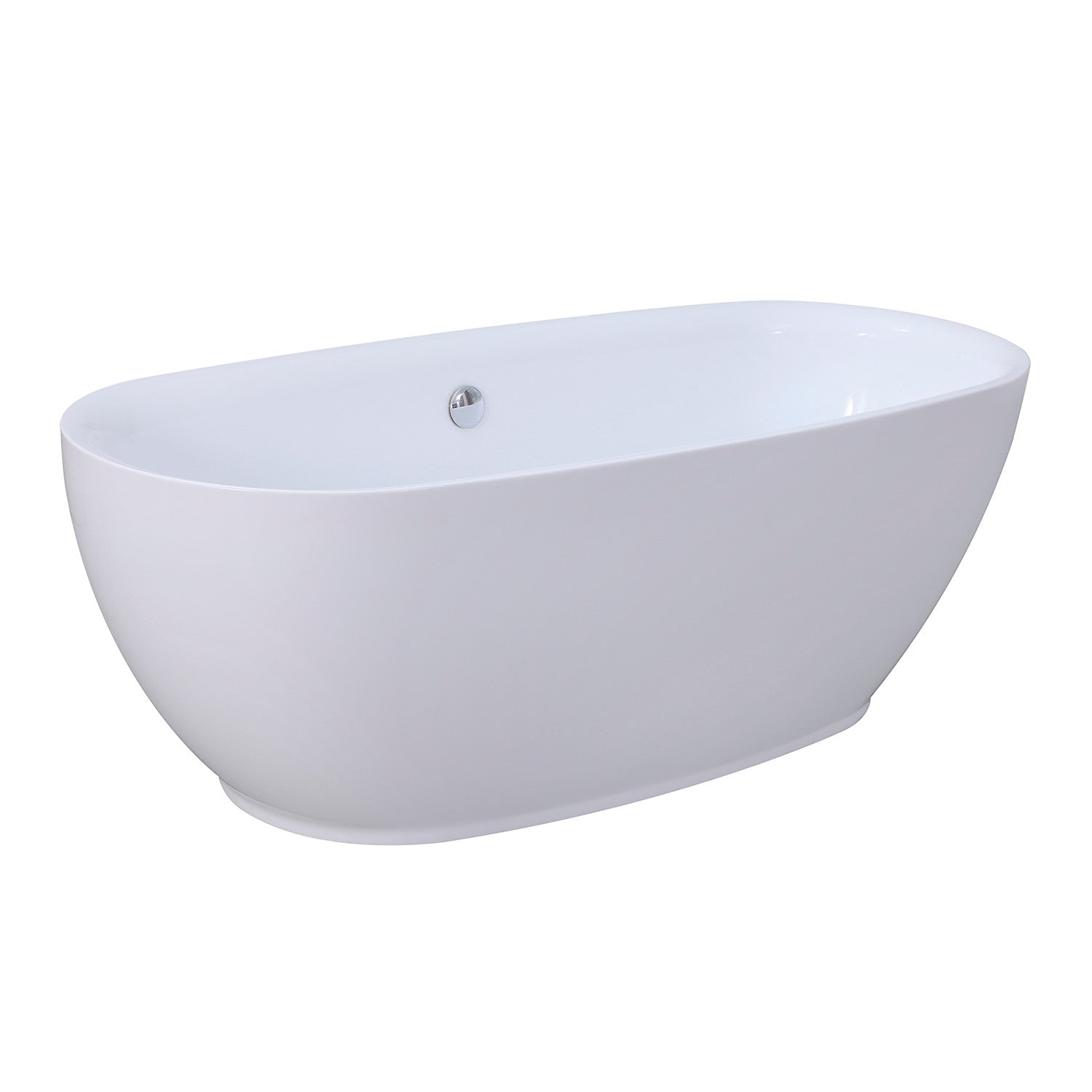 Kingston Brass VTDE673023BA 67" Acrylic Oval Double Ended Freestanding Tub with Drain, Glossy White