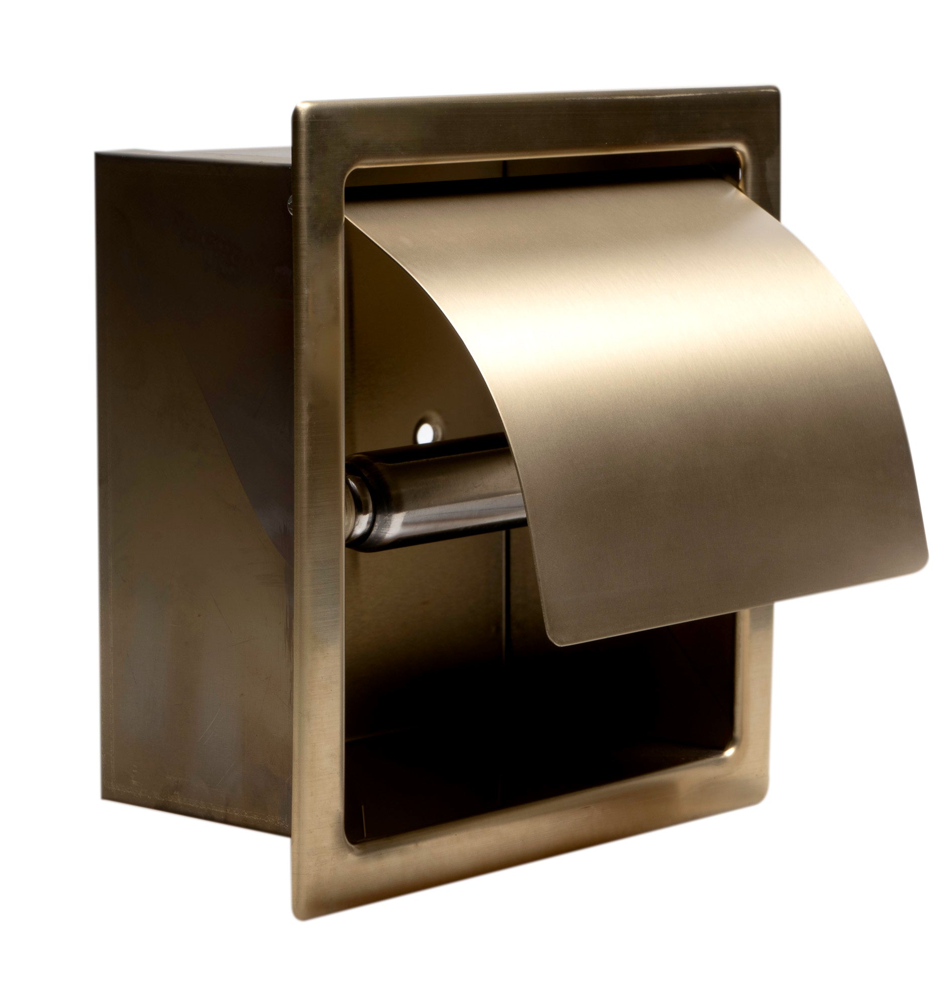 ALFI ABTPP77-BG PVD Brushed Gold Stainless Steel Recessed Toilet Paper Holder with Cover