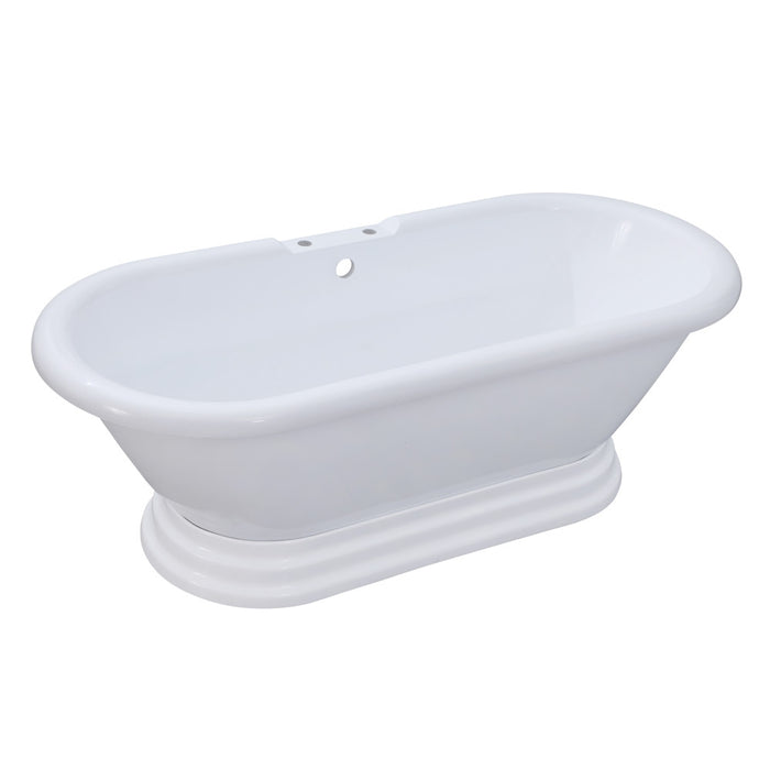Aqua Eden VT7PE672824PBA 67" Acrylic Oval Double Ended Pedestal Tub (7" Faucet Drillings), Glossy White