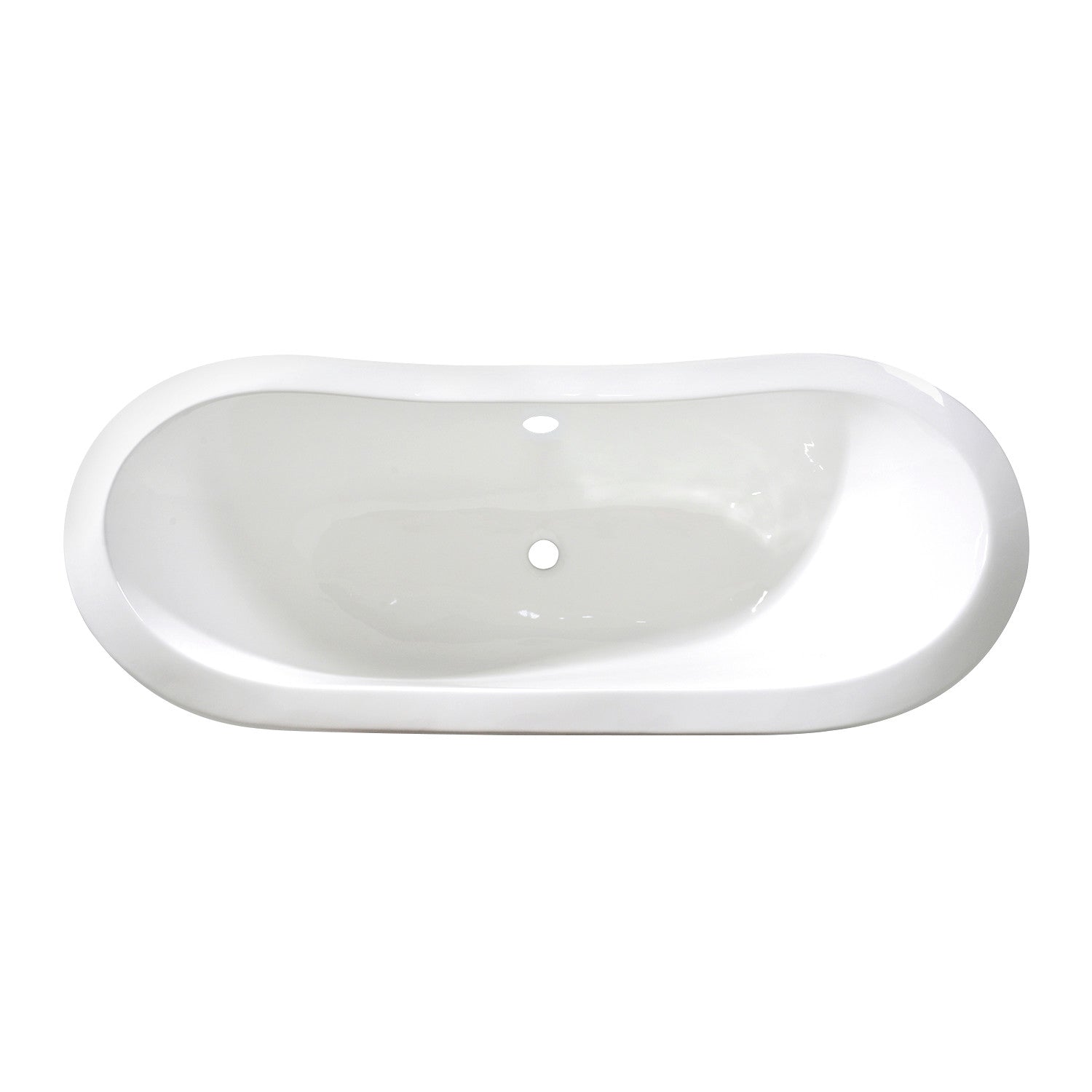 Aqua Eden VBTND7231NC8 72" Cast Iron Oval Double Slipper Clawfoot Tub (No Faucet Drillings), Black/White/Brushed Nickel