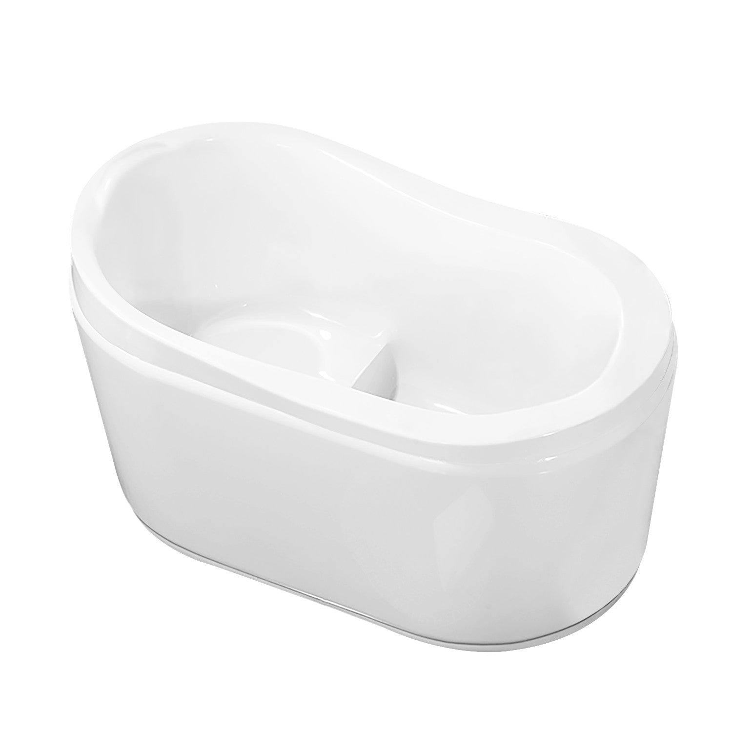 Kingston Brass VTRS523030 52" Acrylic Oval Single Slipper Freestanding Tub with Drain and Integrated Seat, Glossy White
