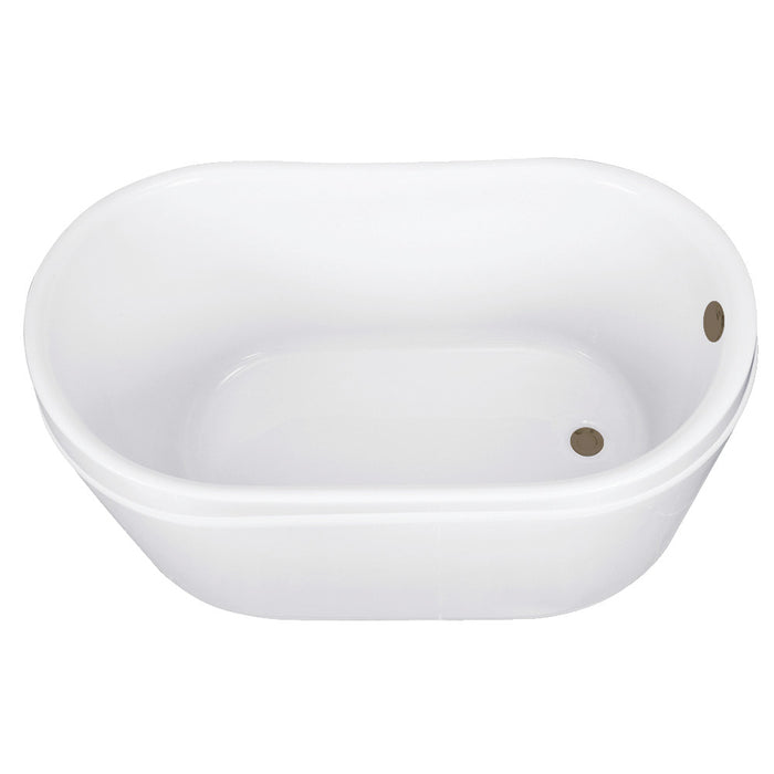 Kingston Brass VTRS522928M3 52" Acrylic Oval Double Slipper Freestanding Tub with Overflow/Drain Assembly, Glossy White/Antique Brass