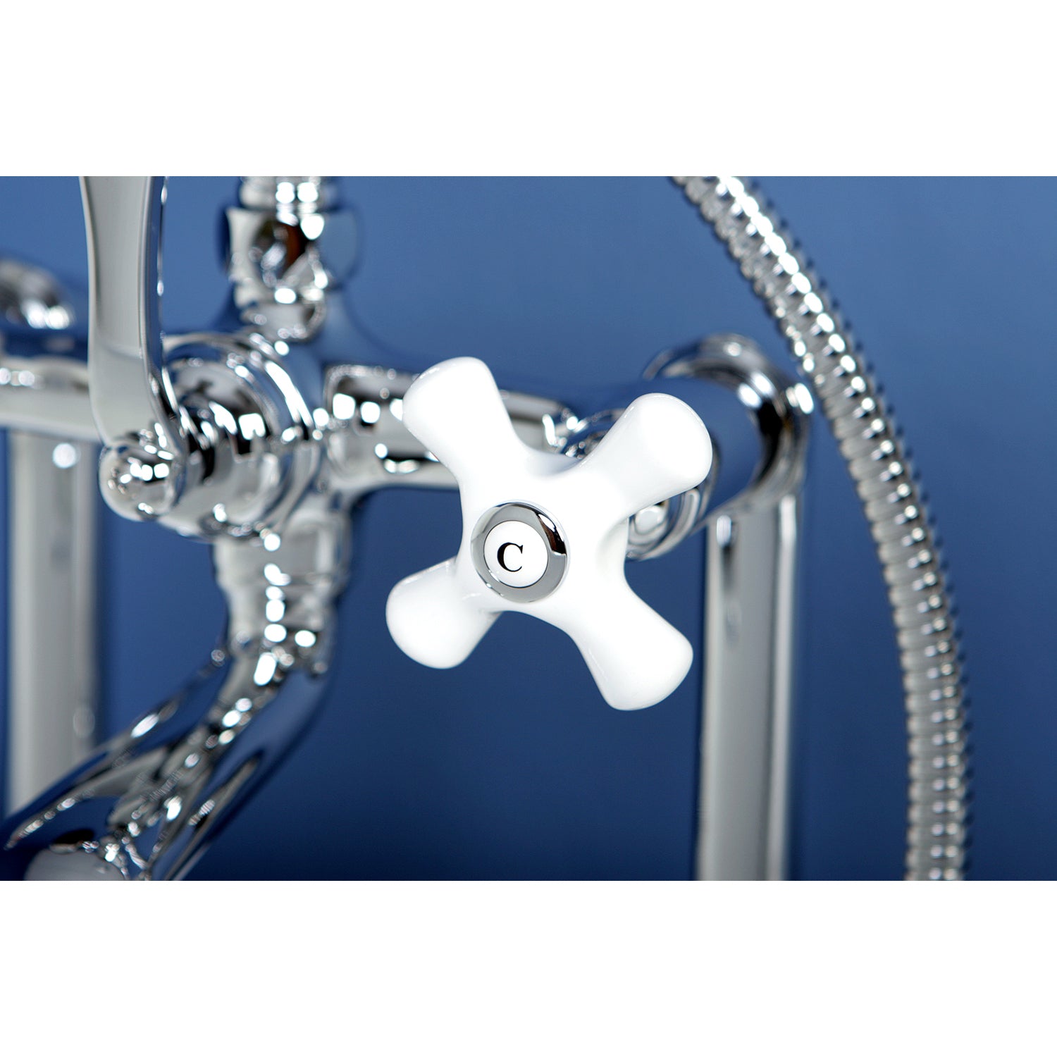 Kingston Brass CC112T1 Vintage 7" Center Deck-Mount Clawfoot Tub Faucet with Hand Shower, Polished Chrome