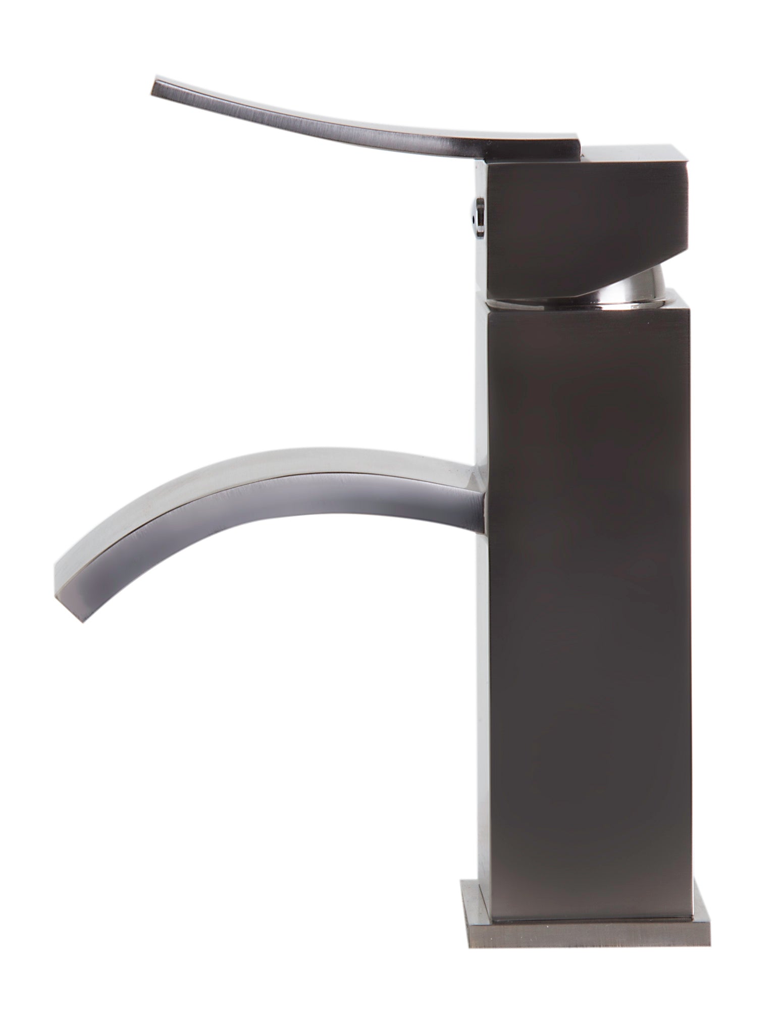 ALFI AB1258-BN Brushed Nickel Square Body Curved Spout Single Lever Bathroom Faucet