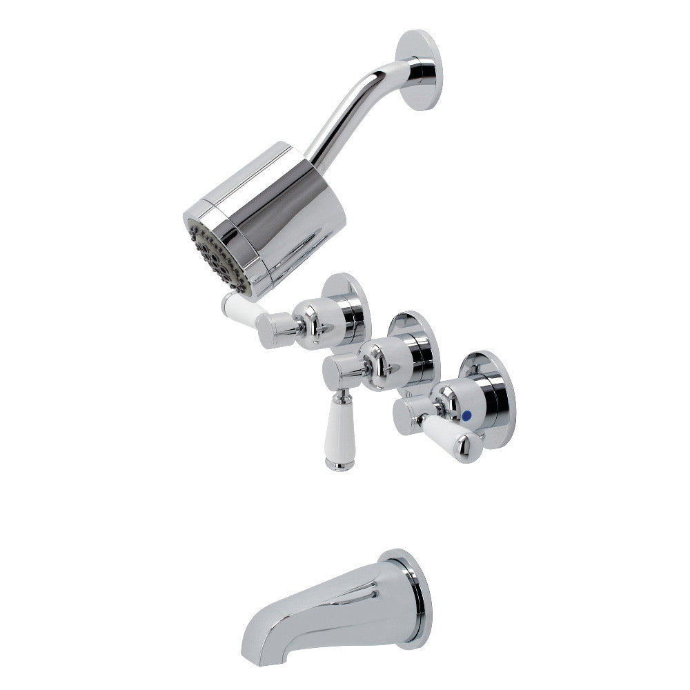 Kingston Brass KBX8131DPL Paris Triple-Handle Tub and Shower Faucet, Polished Chrome