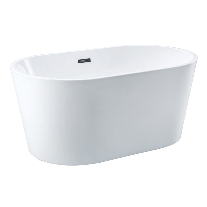 Kingston Brass VTDE533023 53" Acrylic Oval Double Ended Freestanding Tub with Drain, Glossy White