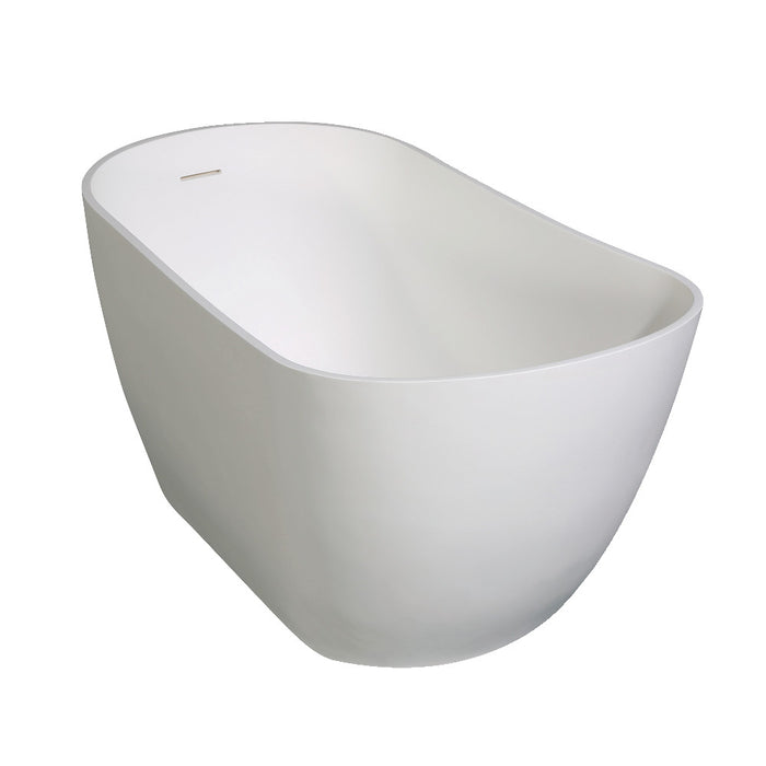 Kingston Brass VRTSS513026 52" Solid Surface Oval Single Slipper Freestanding Tub with Drain, Glossy White/Matte White