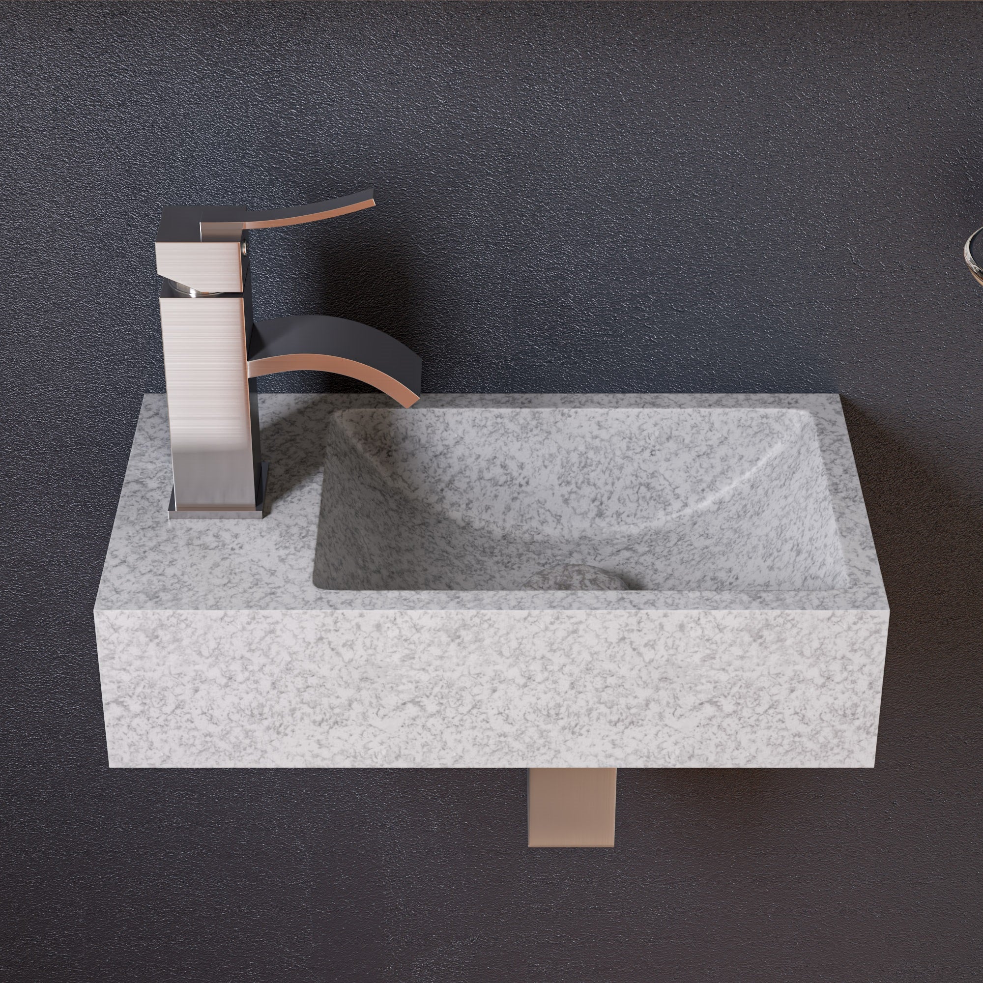 ALFI ABCO108 16" Small Rectangular Solid Concrete Gray Matte Wall Mounted Bathroom Sink