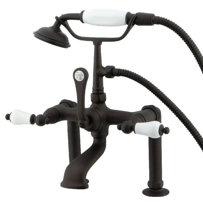 Kingston Brass CC105T5 Vintage 7" Center Deck-Mount Clawfoot Tub Faucet with Hand Shower, Oil Rubbed Bronze