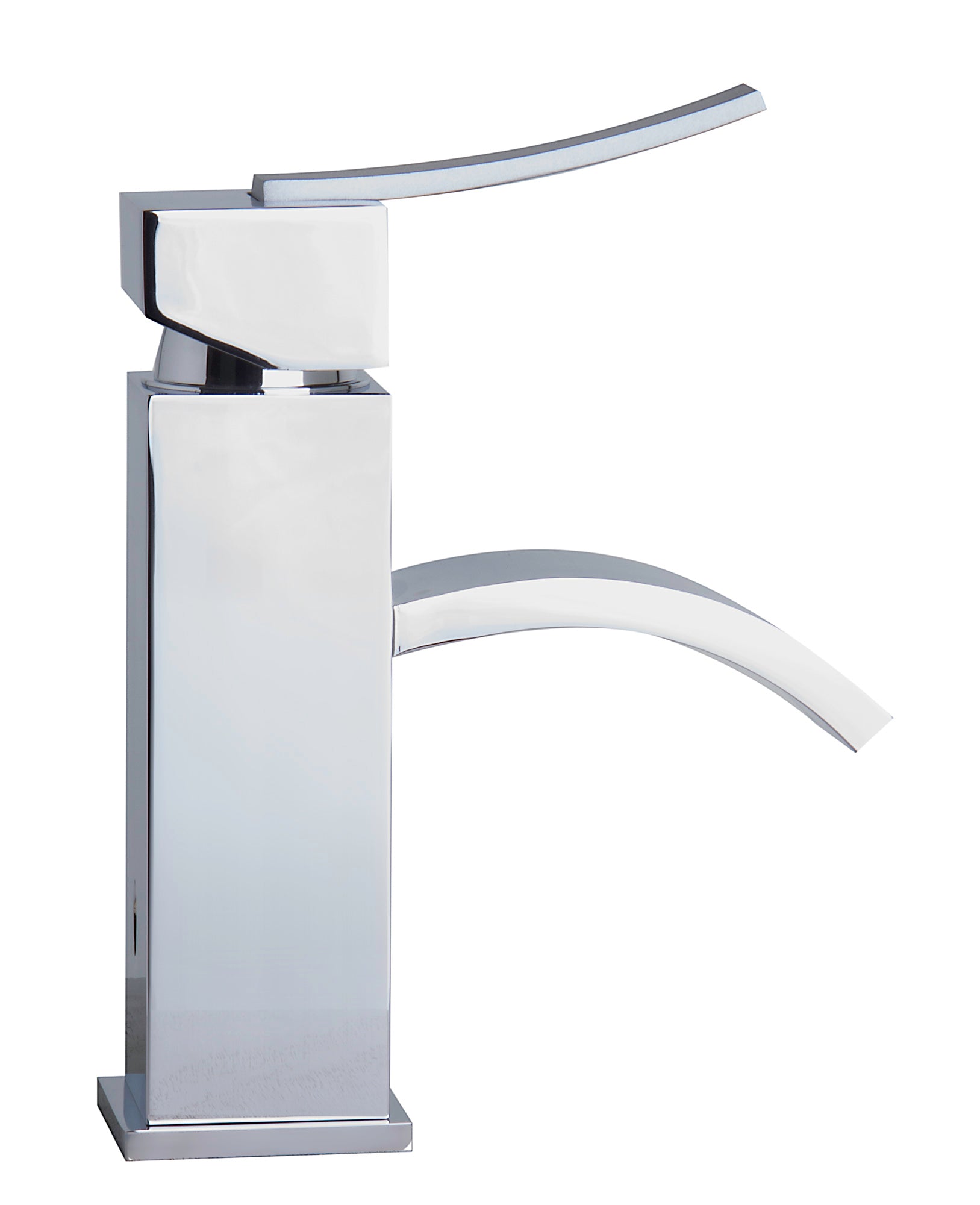 ALFI AB1258-PC Polished Chrome Square Body Curved Spout Single Lever Bathroom Faucet