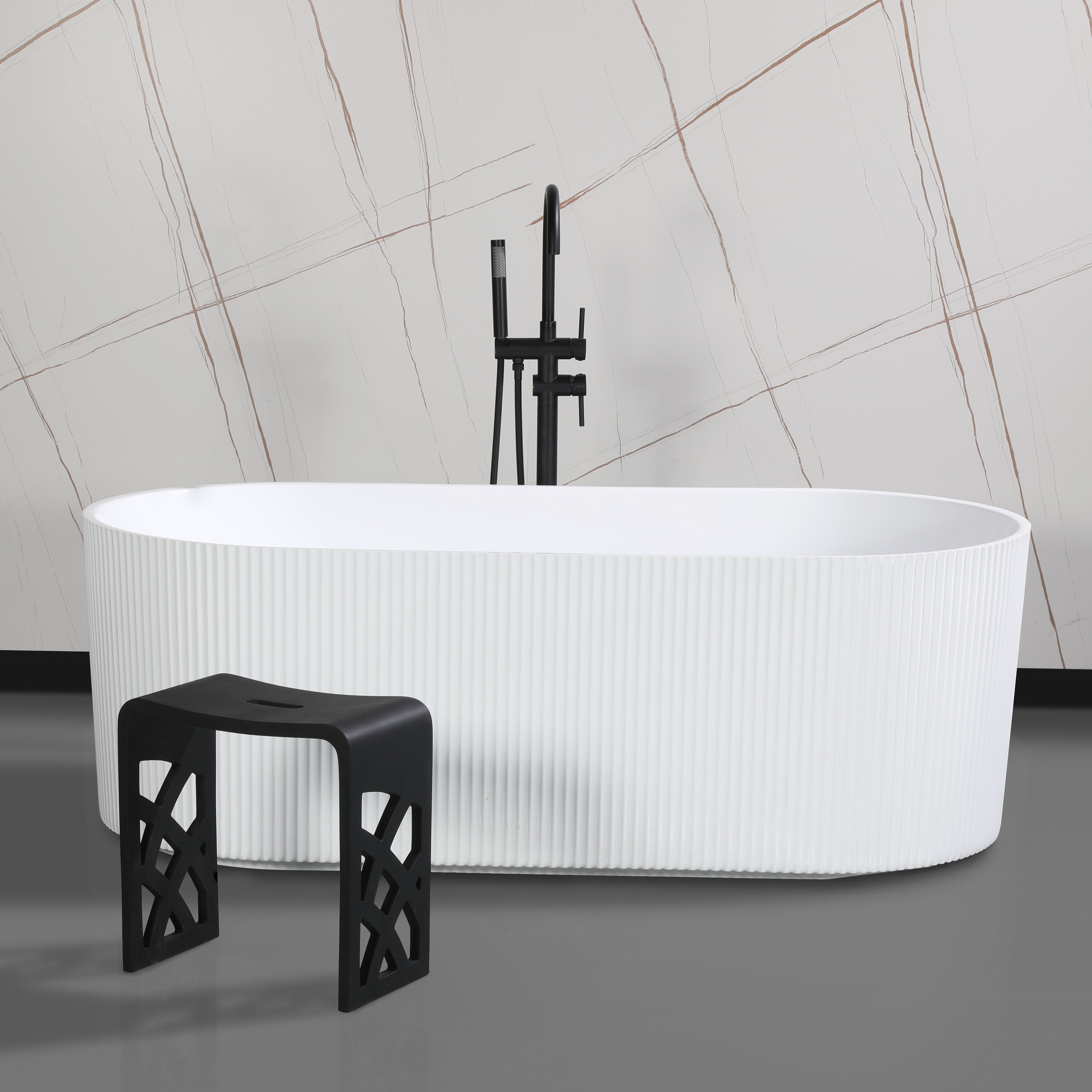 ALFI ABST88BM Black Matte Solid Surface Resin Bathroom / Shower Stool