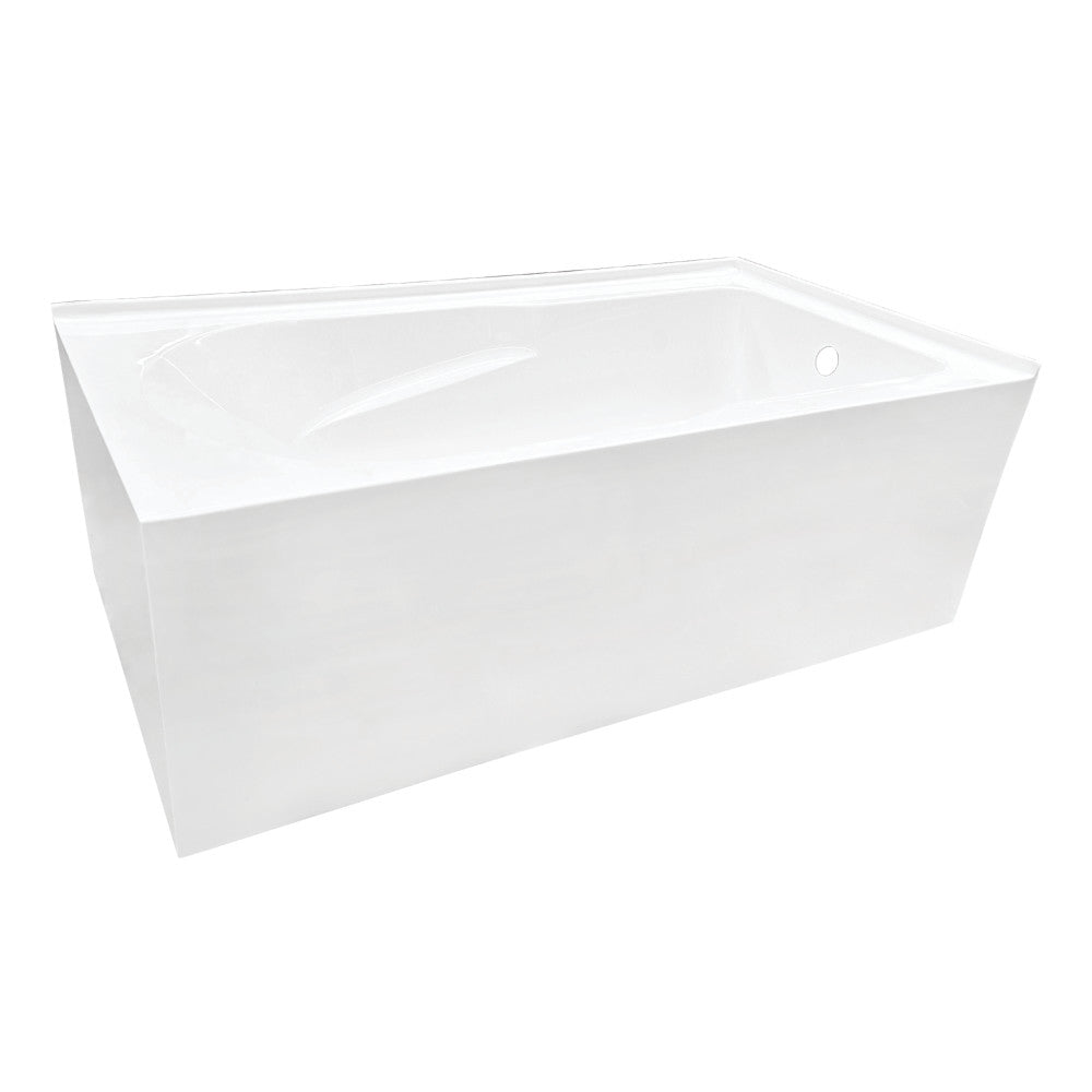 Aqua Eden VTAM6032R21TS 60" Acrylic Rectangular 2-Wall Corner Alcove Tub, Right Hand Drain, Glossy White