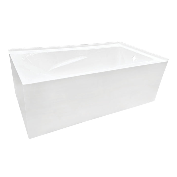 Aqua Eden VTAM6032R21TS 60" Acrylic Rectangular 2-Wall Corner Alcove Tub, Right Hand Drain, Glossy White