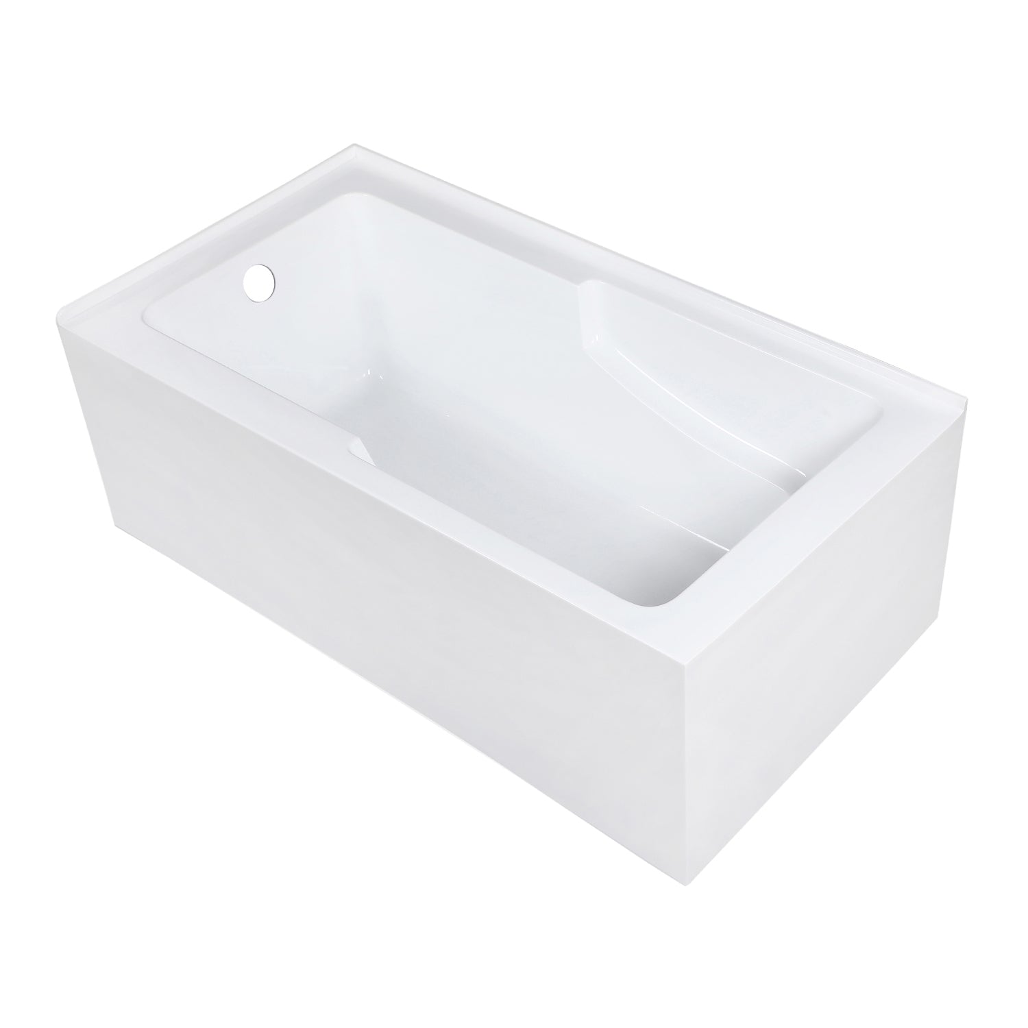 Aqua Eden VTAM6032L22S 60" Acrylic Rectangular 2-Wall Corner Alcove Tub with Corner Apron, Left Hand Drain Hole, Glossy White