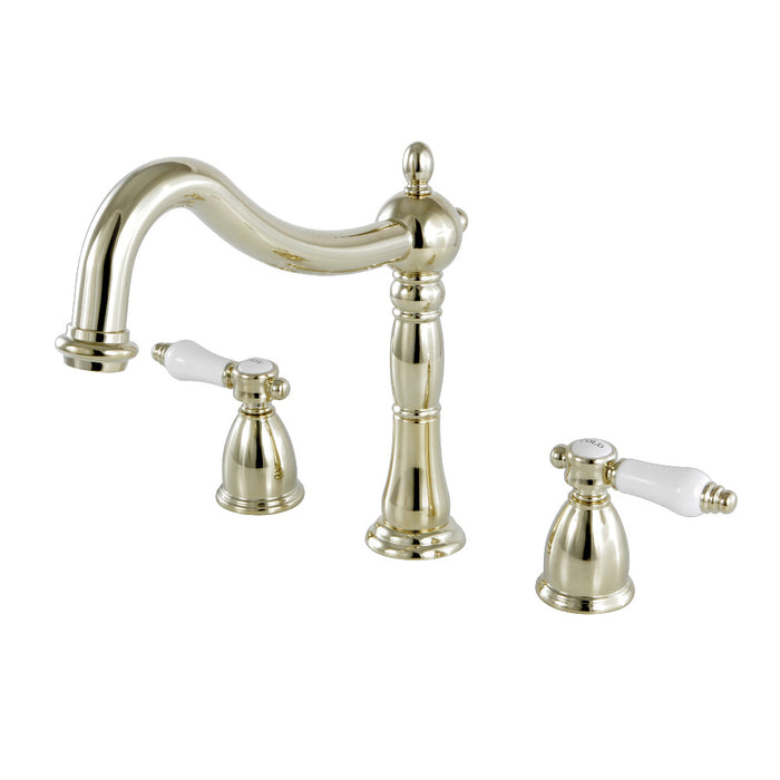 Kingston Brass KS1342BPL Bel-Air Two-Handle Deck Mount Roman Tub Faucet, Polished Brass
