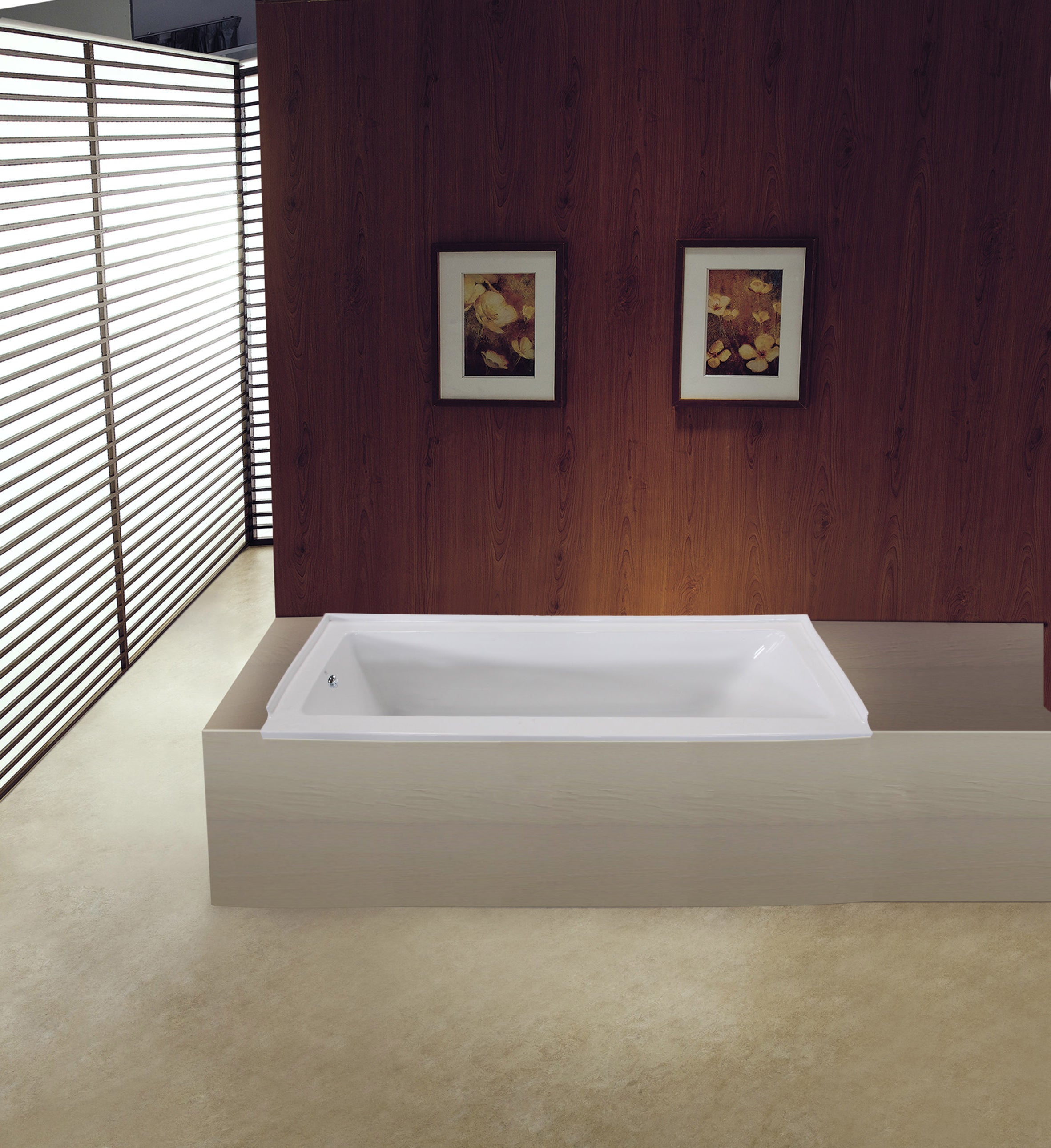 Aqua Eden XVTPN603220L 60" Acrylic Rectangular Drop-In Tub, Left Hand Drain, Glossy White