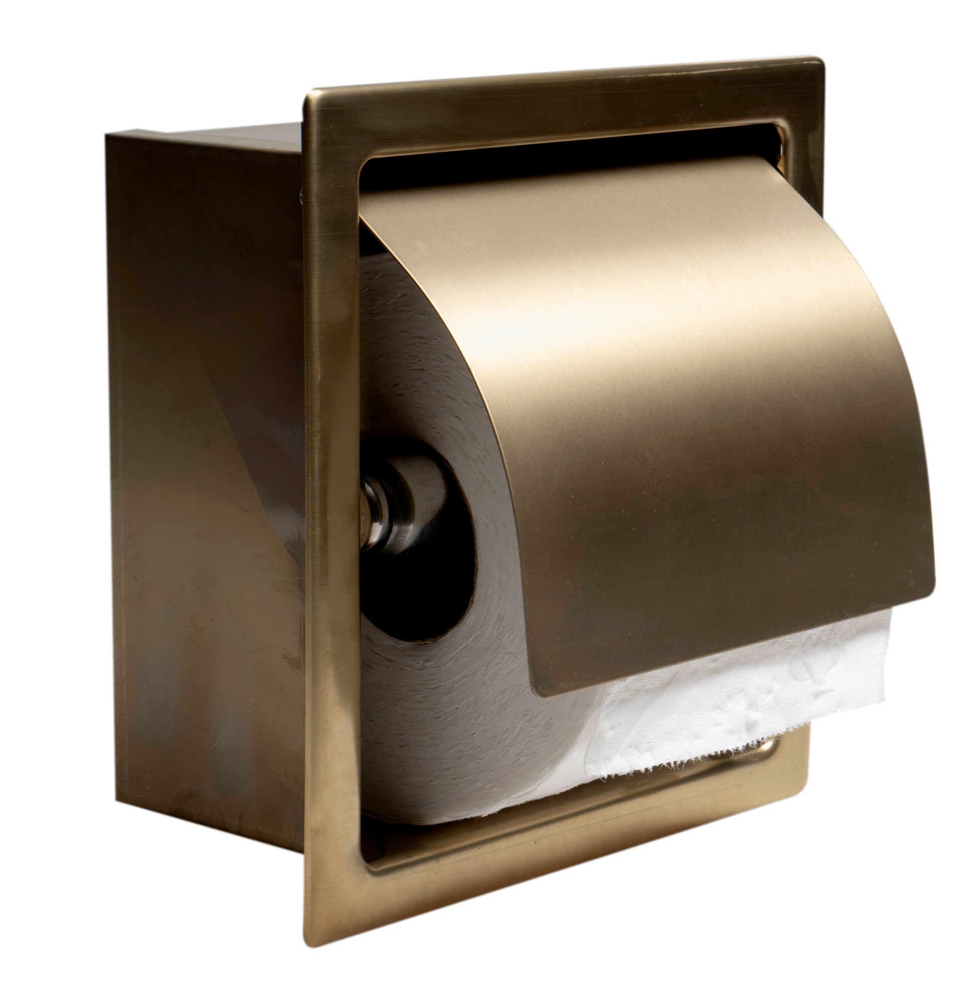 ALFI ABTPP77-BG PVD Brushed Gold Stainless Steel Recessed Toilet Paper Holder with Cover